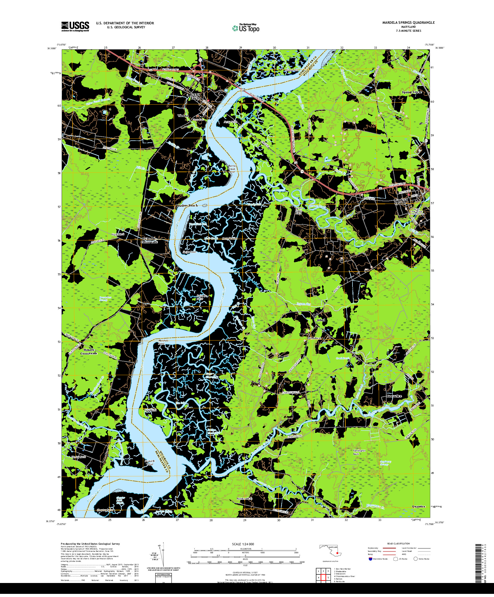 USGS US TOPO 7.5-MINUTE MAP FOR MARDELA SPRINGS, MD 2019