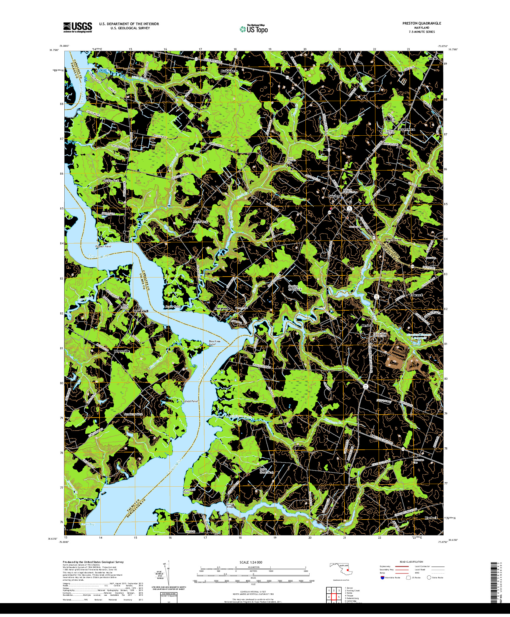 USGS US TOPO 7.5-MINUTE MAP FOR PRESTON, MD 2019