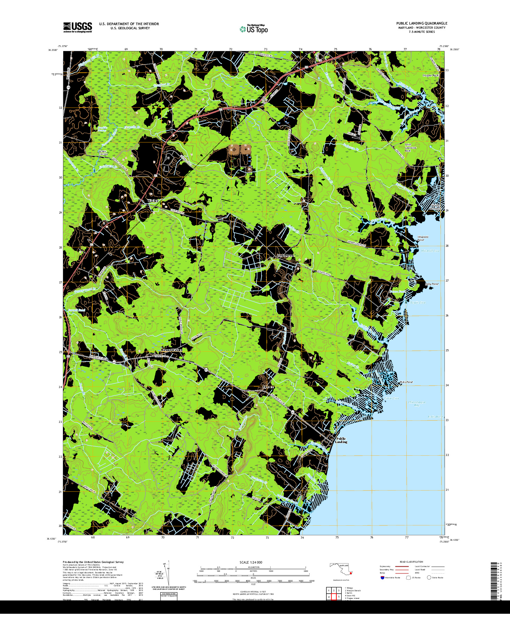 USGS US TOPO 7.5-MINUTE MAP FOR PUBLIC LANDING, MD 2019