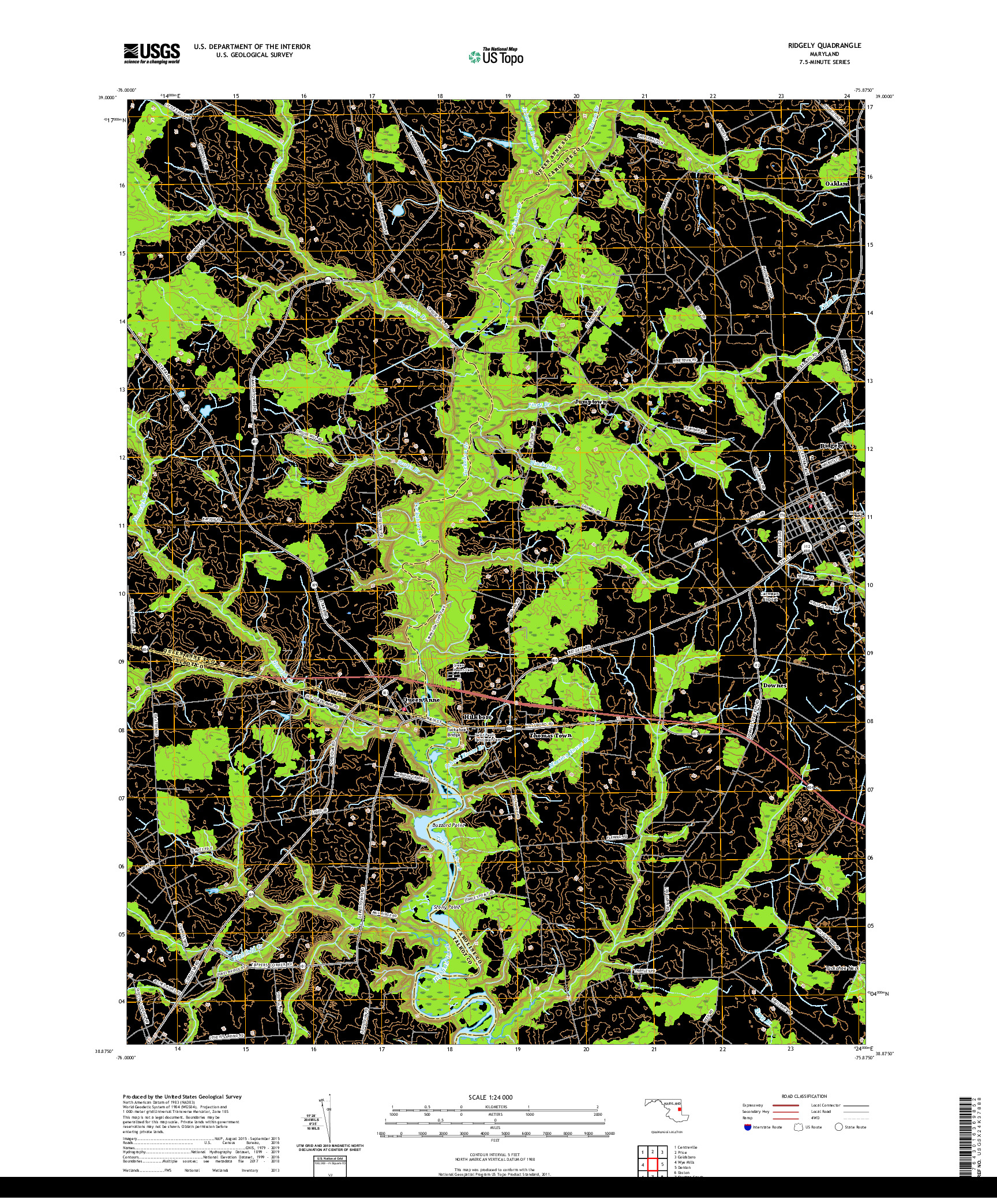 USGS US TOPO 7.5-MINUTE MAP FOR RIDGELY, MD 2019