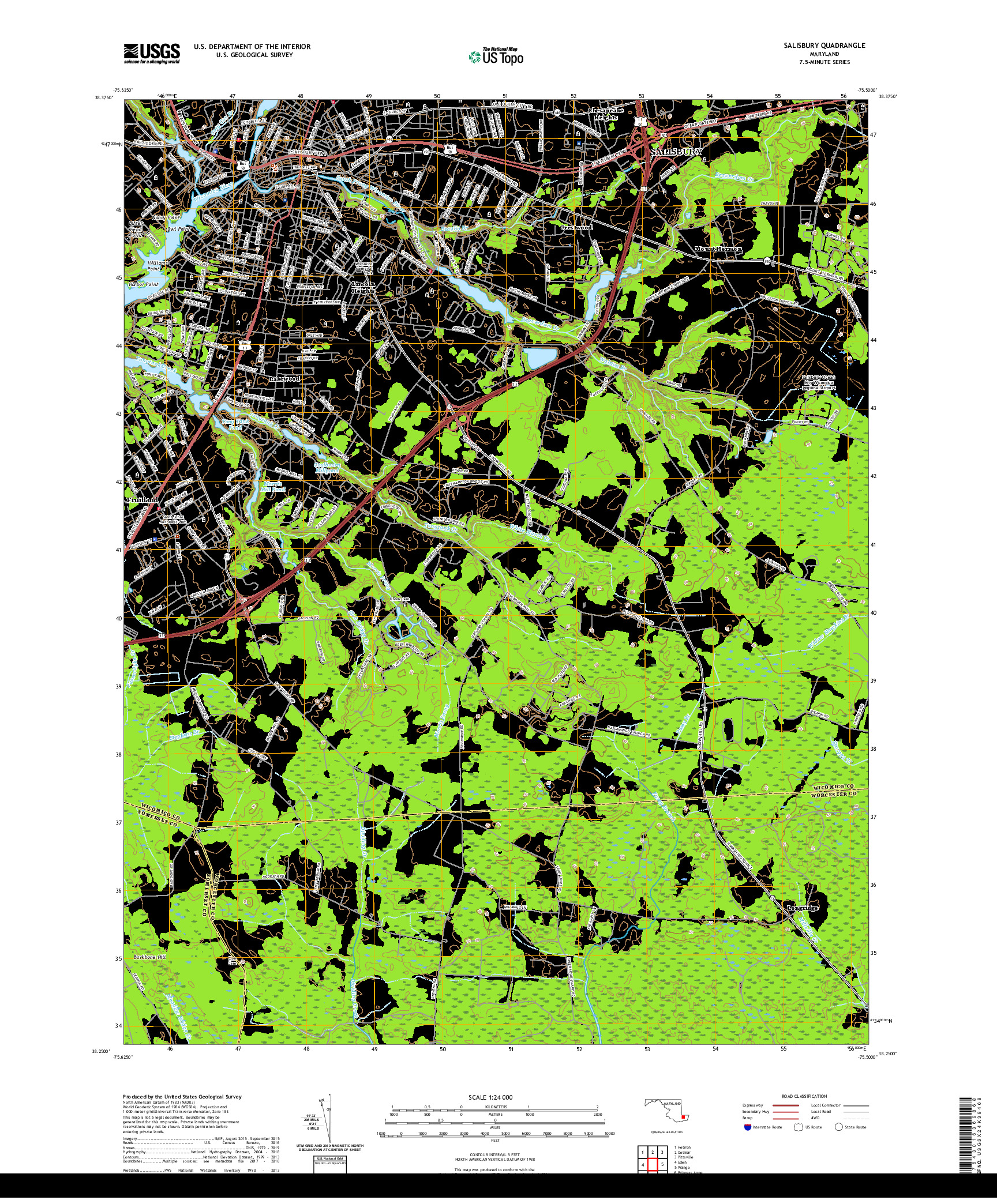 USGS US TOPO 7.5-MINUTE MAP FOR SALISBURY, MD 2019