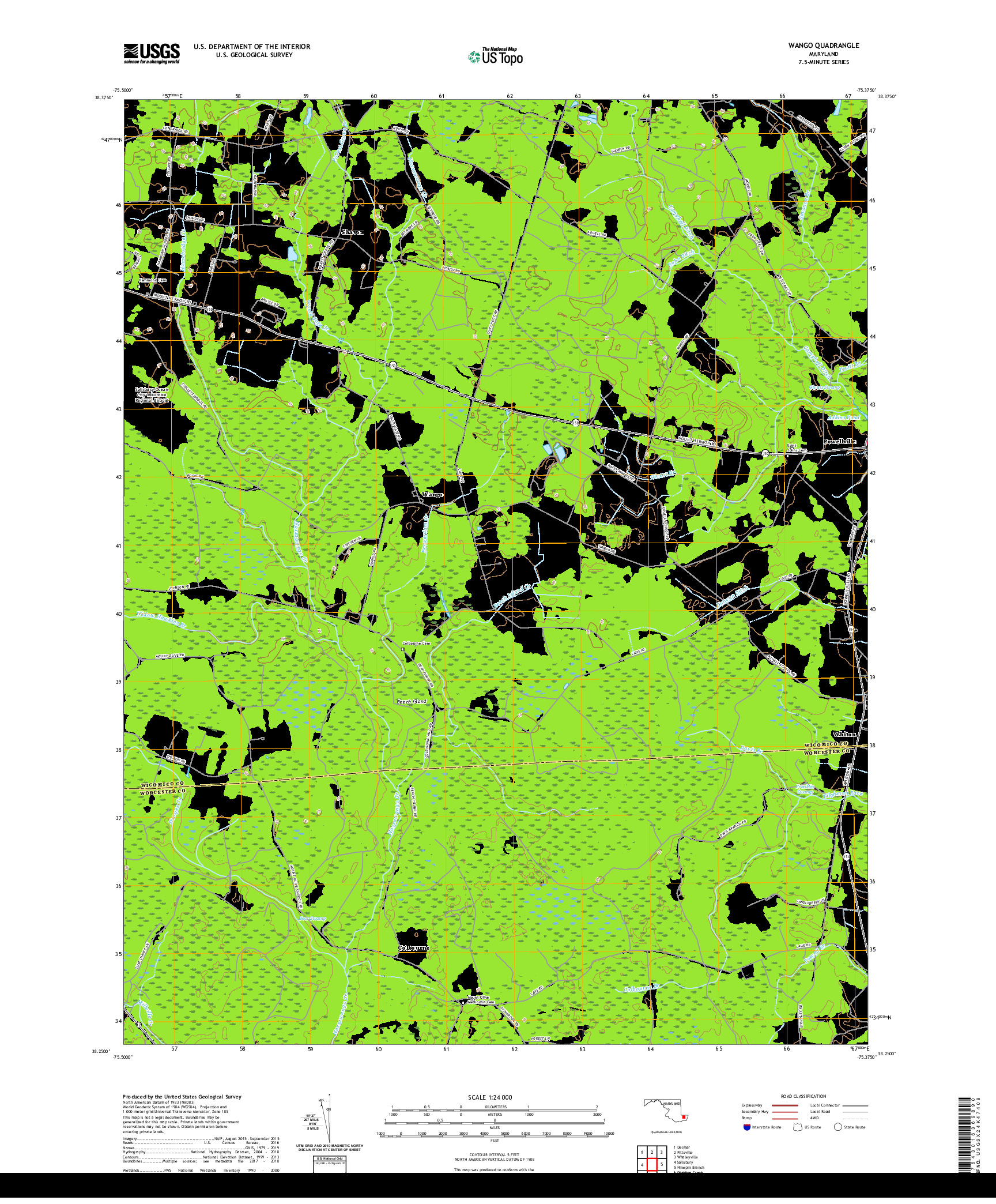 USGS US TOPO 7.5-MINUTE MAP FOR WANGO, MD 2019