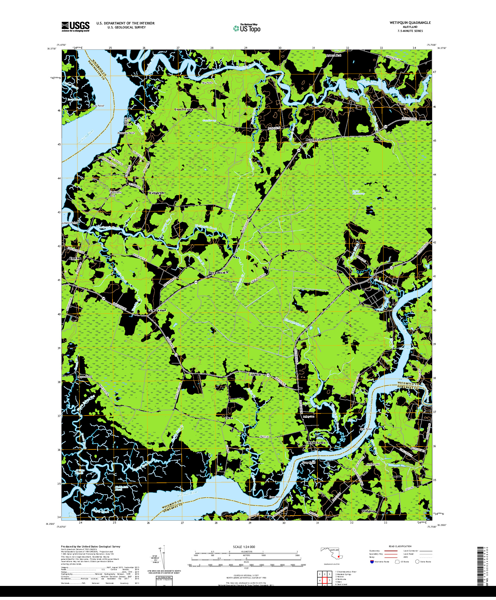 USGS US TOPO 7.5-MINUTE MAP FOR WETIPQUIN, MD 2019