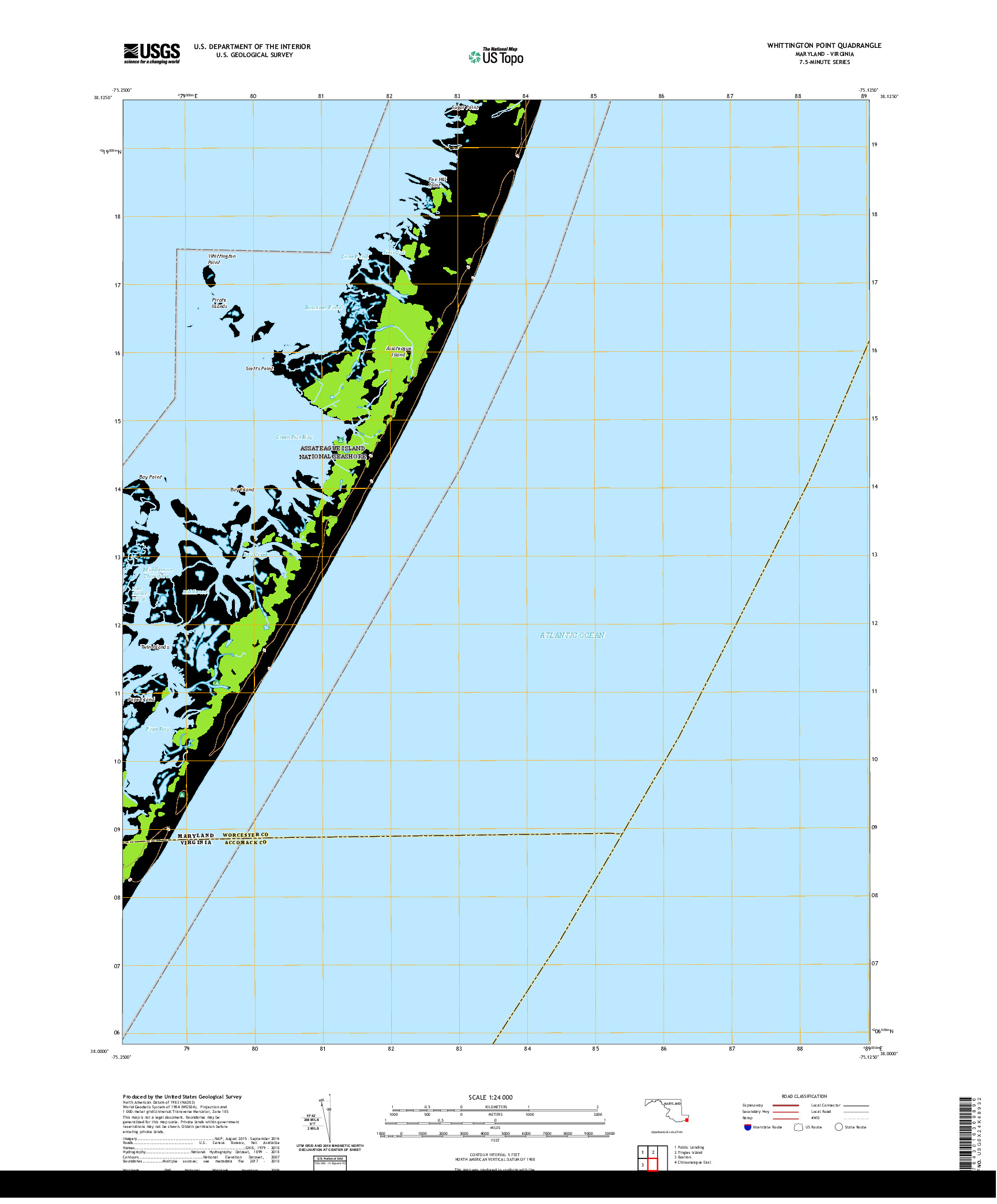 USGS US TOPO 7.5-MINUTE MAP FOR WHITTINGTON POINT, MD,VA 2019