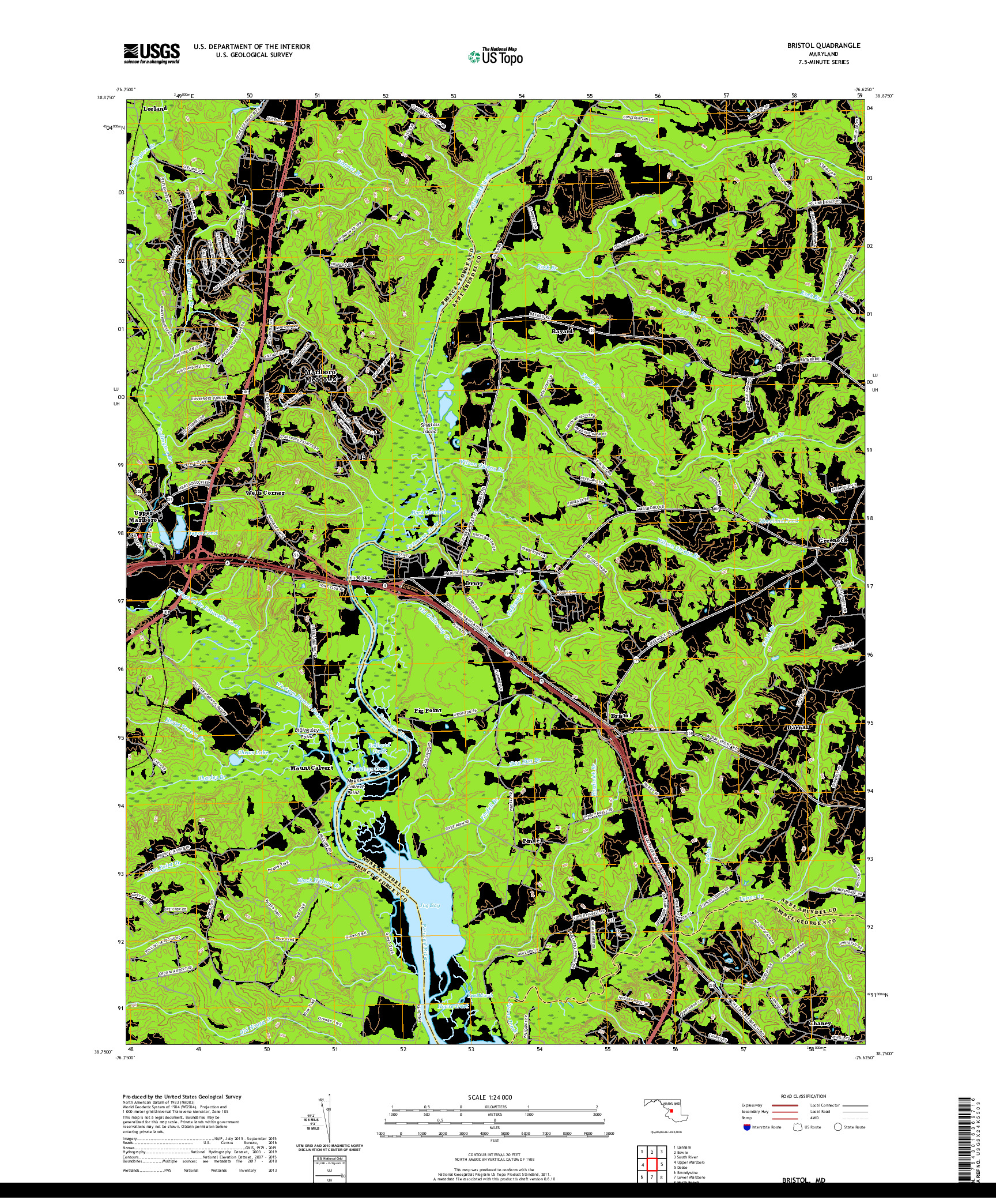 USGS US TOPO 7.5-MINUTE MAP FOR BRISTOL, MD 2019