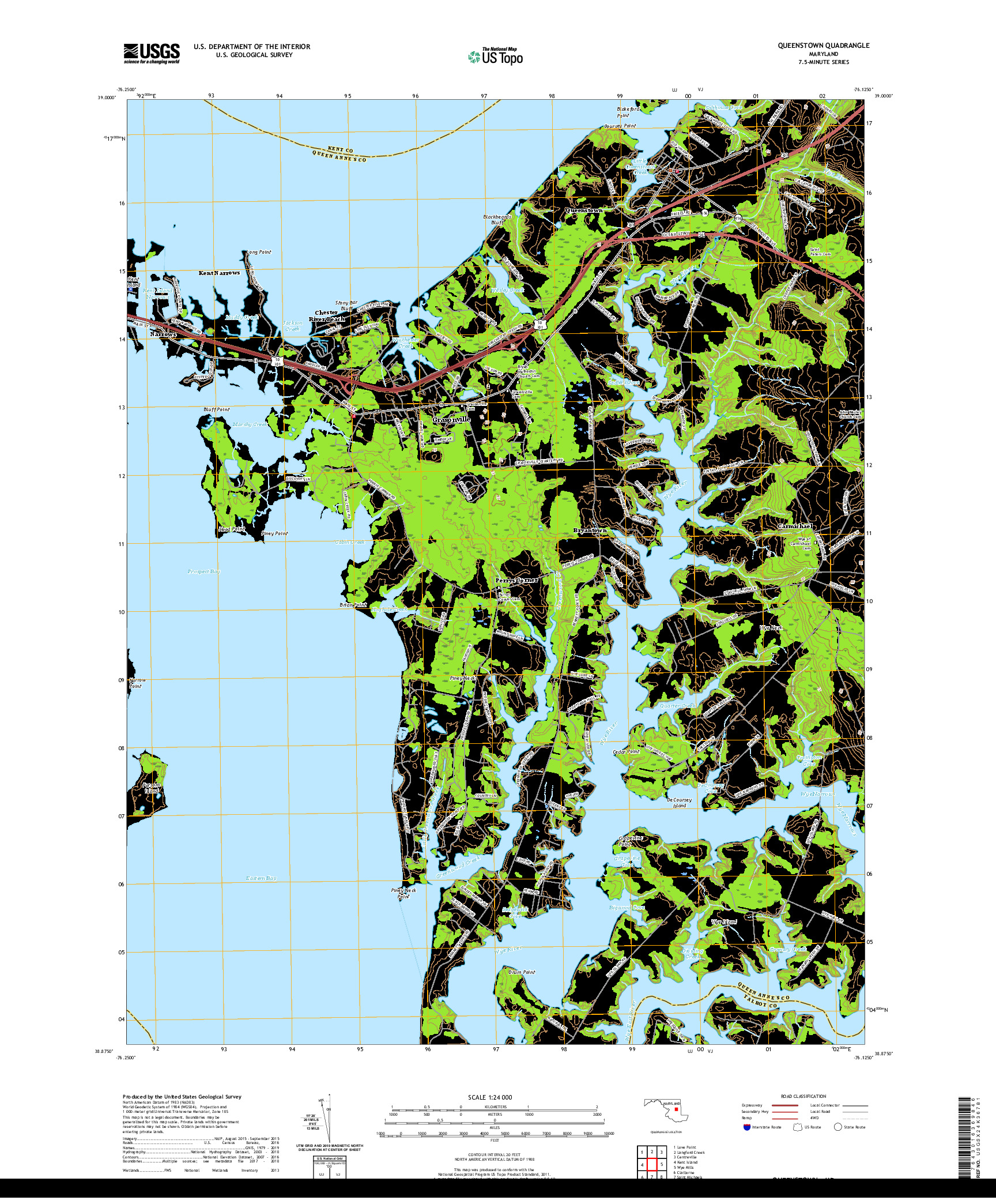 USGS US TOPO 7.5-MINUTE MAP FOR QUEENSTOWN, MD 2019