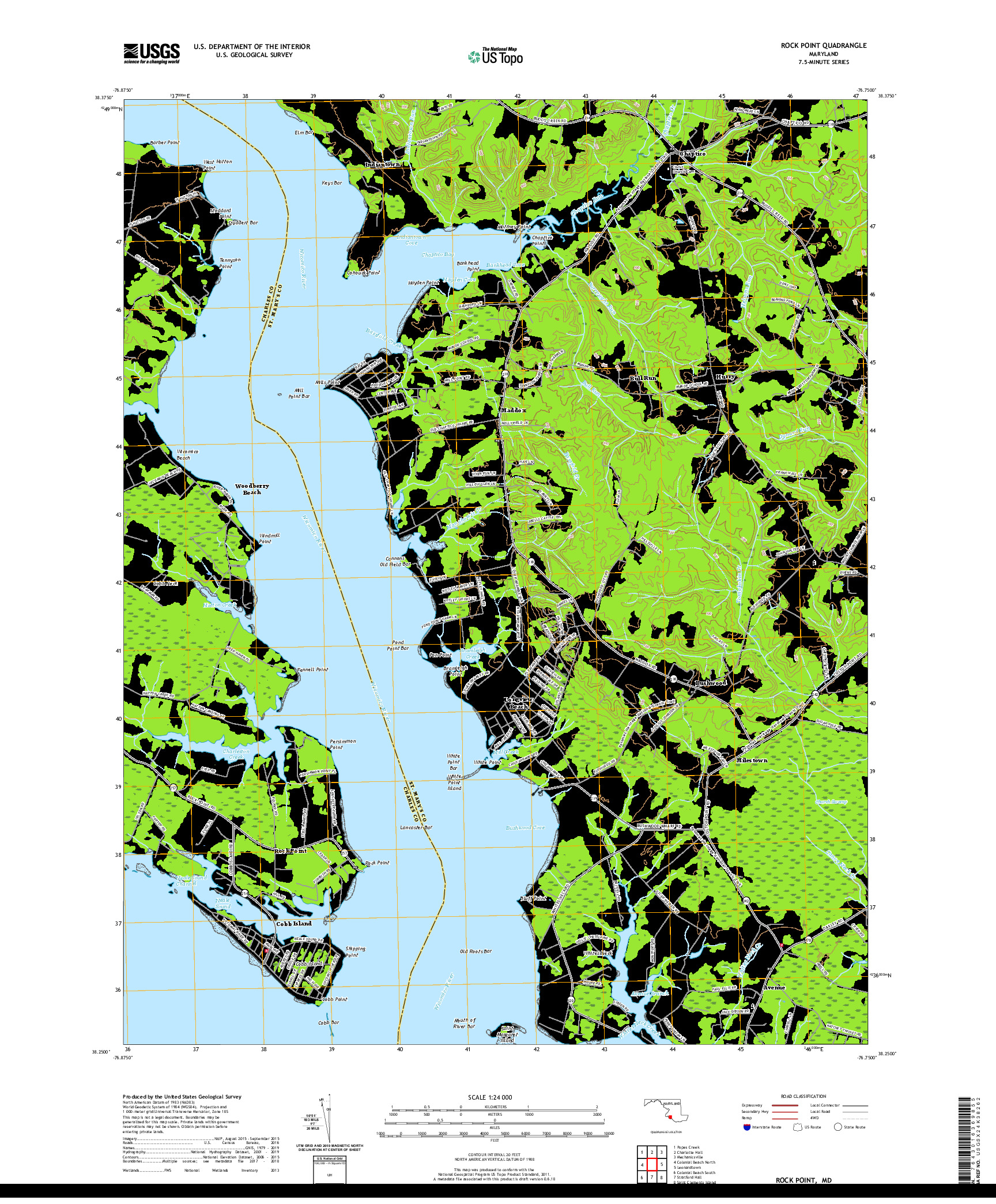 USGS US TOPO 7.5-MINUTE MAP FOR ROCK POINT, MD 2019