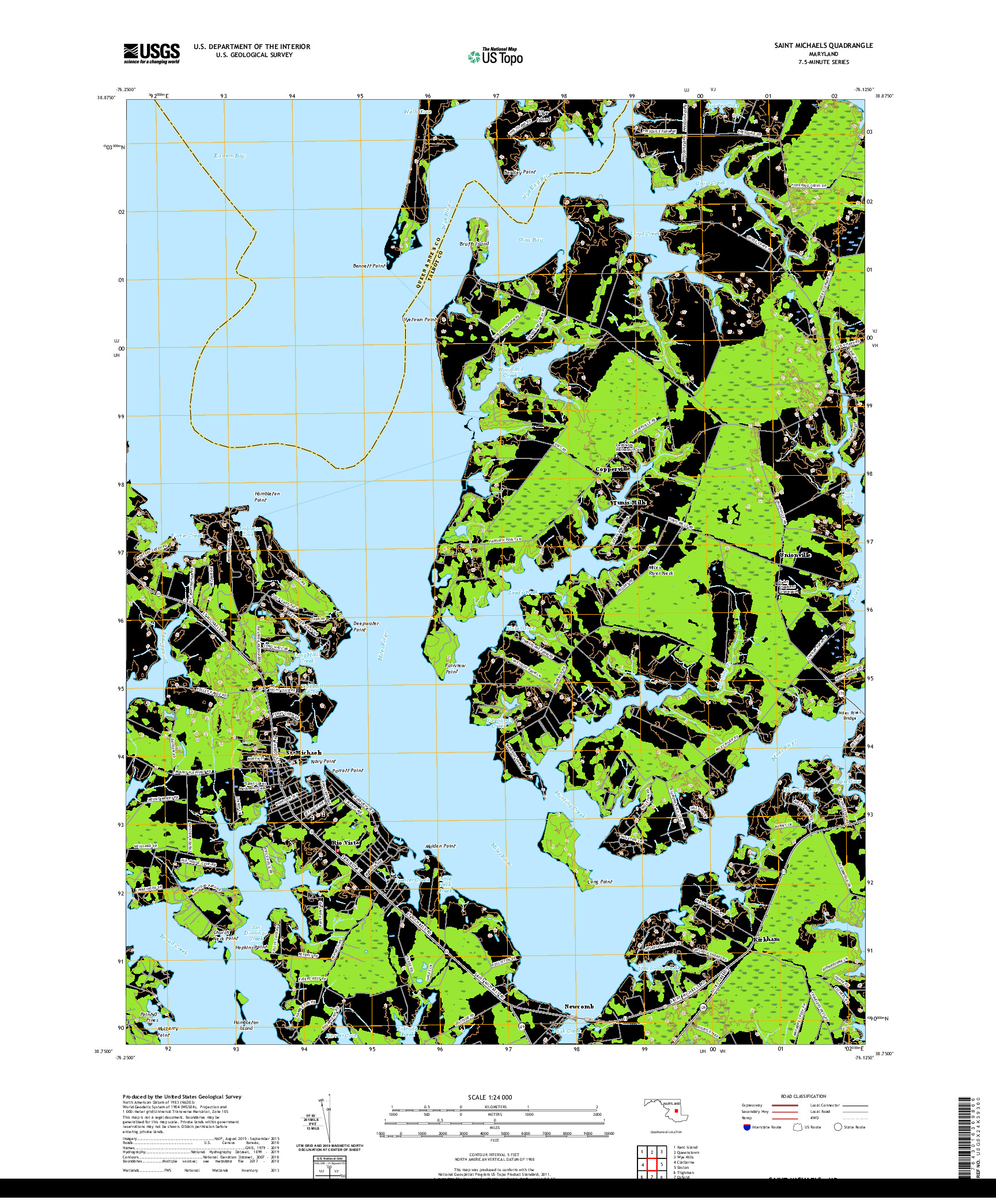 USGS US TOPO 7.5-MINUTE MAP FOR SAINT MICHAELS, MD 2019
