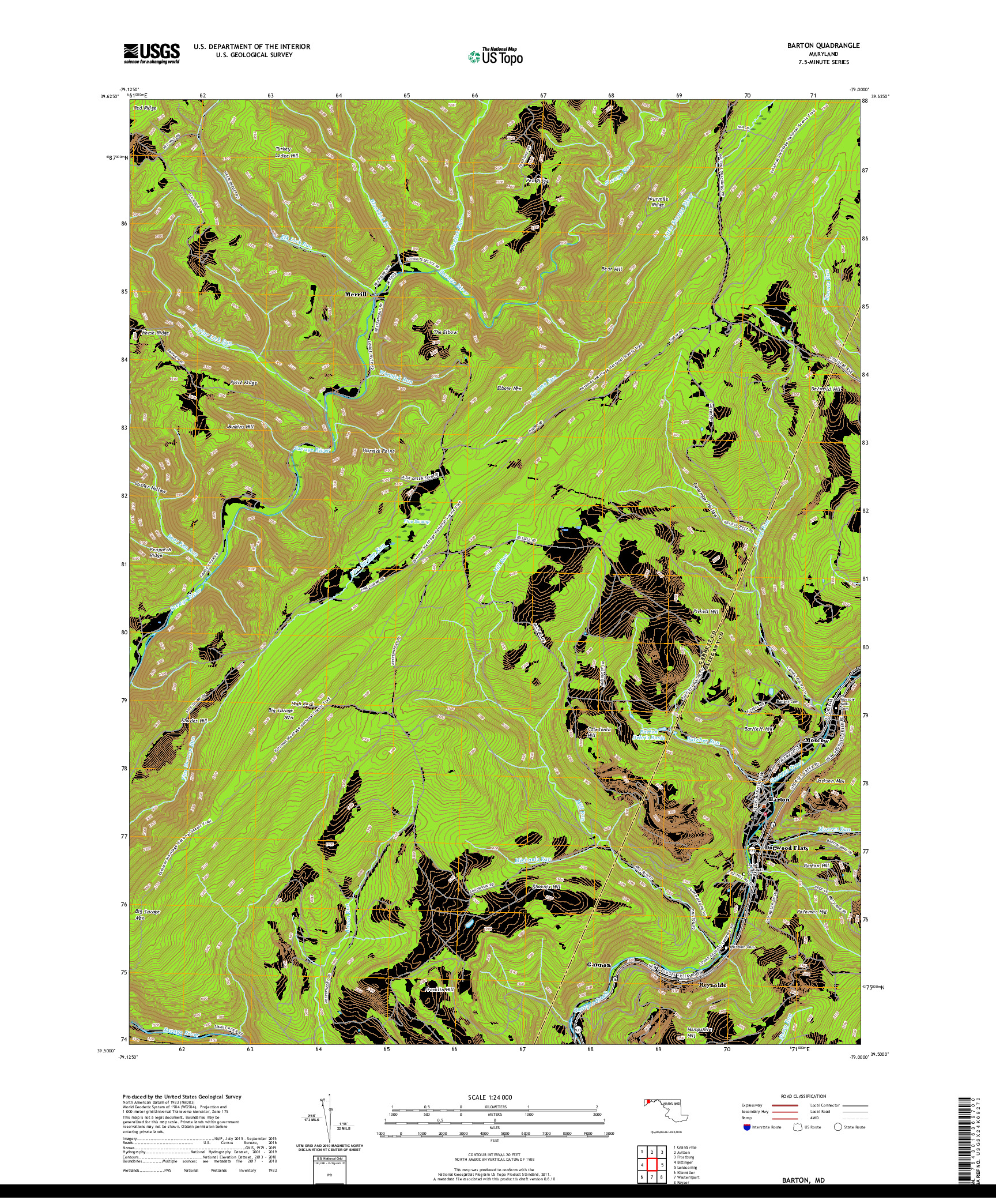 USGS US TOPO 7.5-MINUTE MAP FOR BARTON, MD 2019