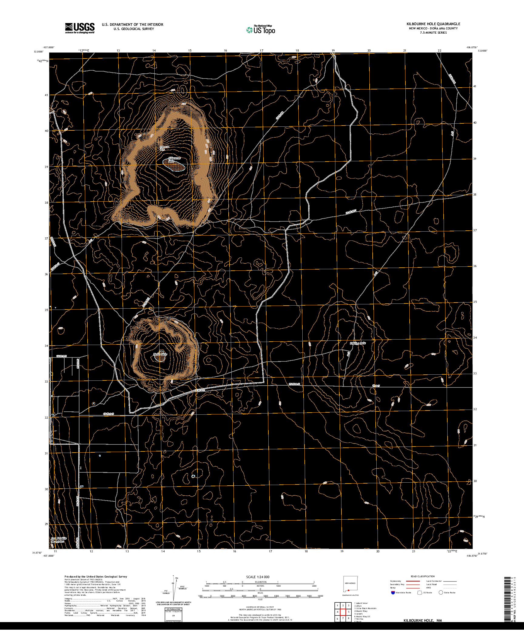 USGS US TOPO 7.5-MINUTE MAP FOR KILBOURNE HOLE, NM 2020