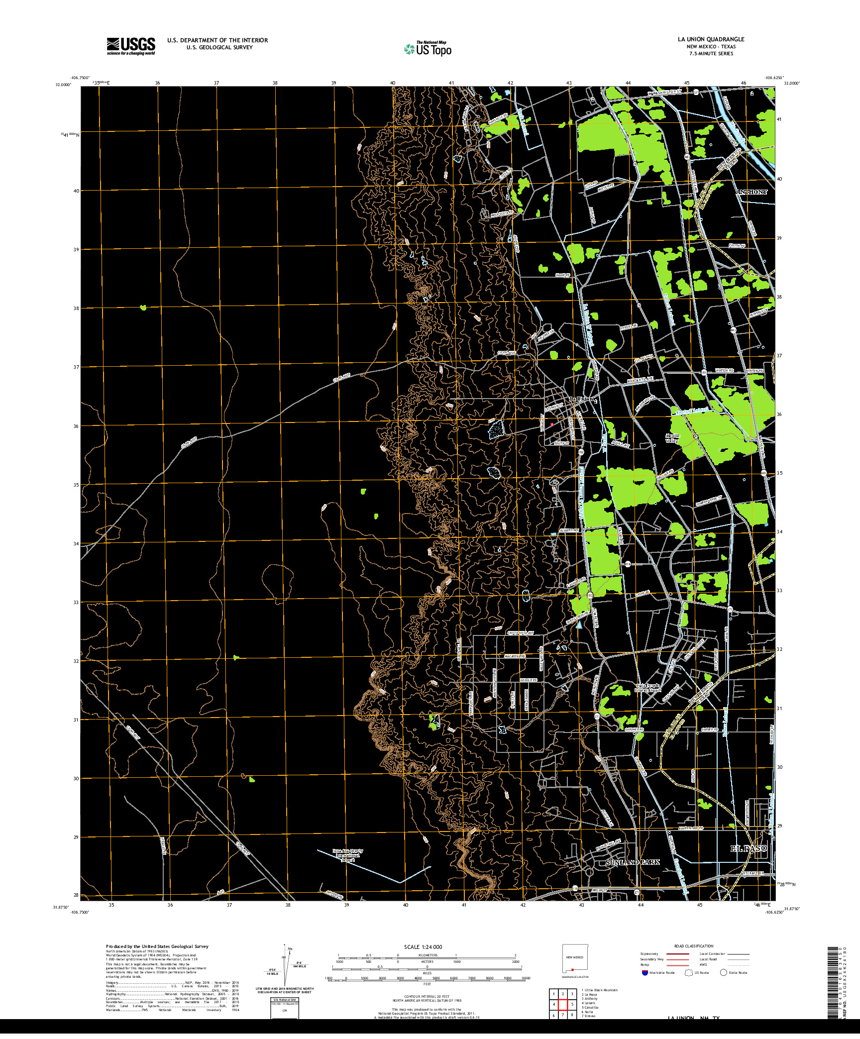 USGS US TOPO 7.5-MINUTE MAP FOR LA UNION, NM,TX 2020