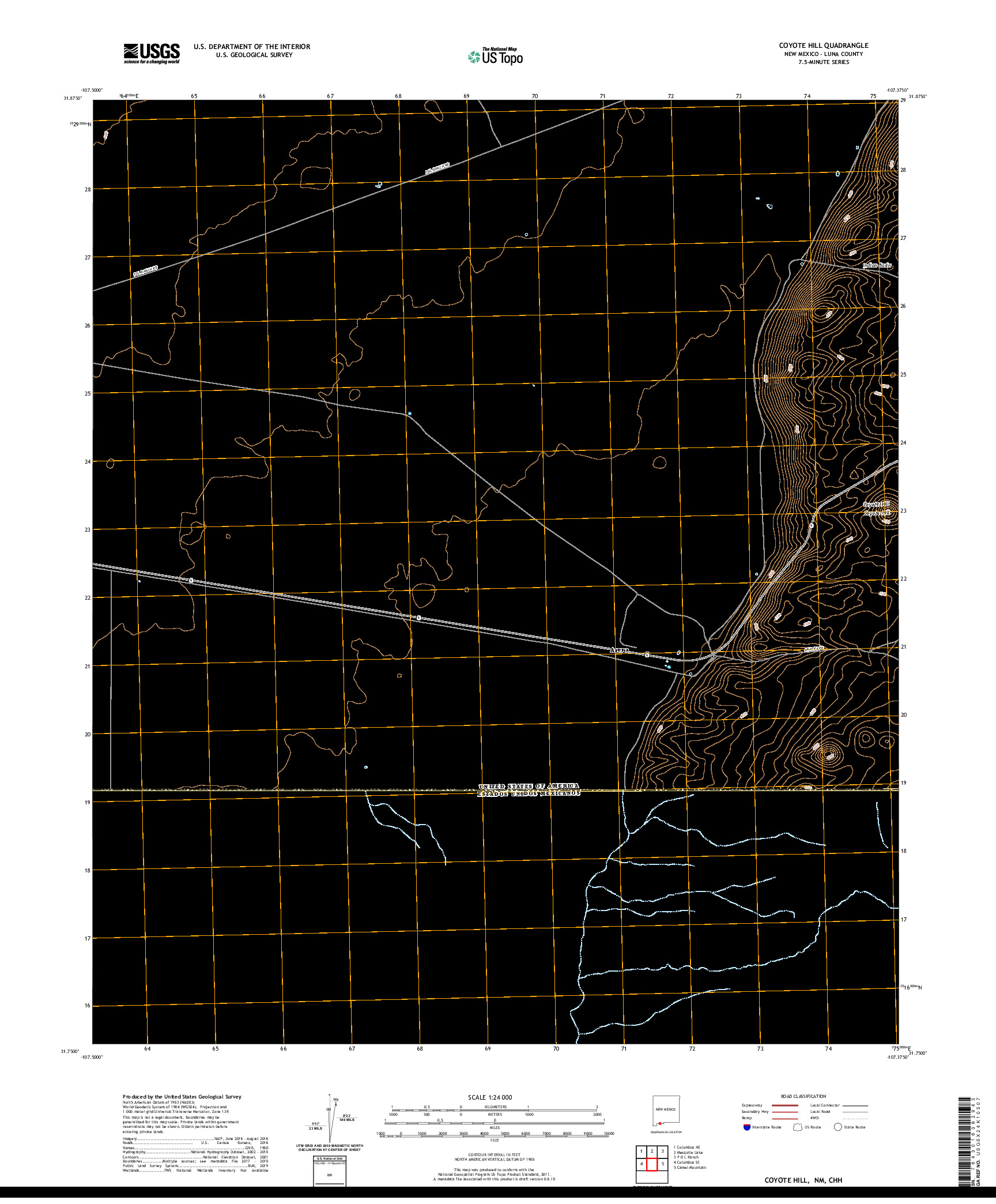 USGS US TOPO 7.5-MINUTE MAP FOR COYOTE HILL, NM,CHH 2020