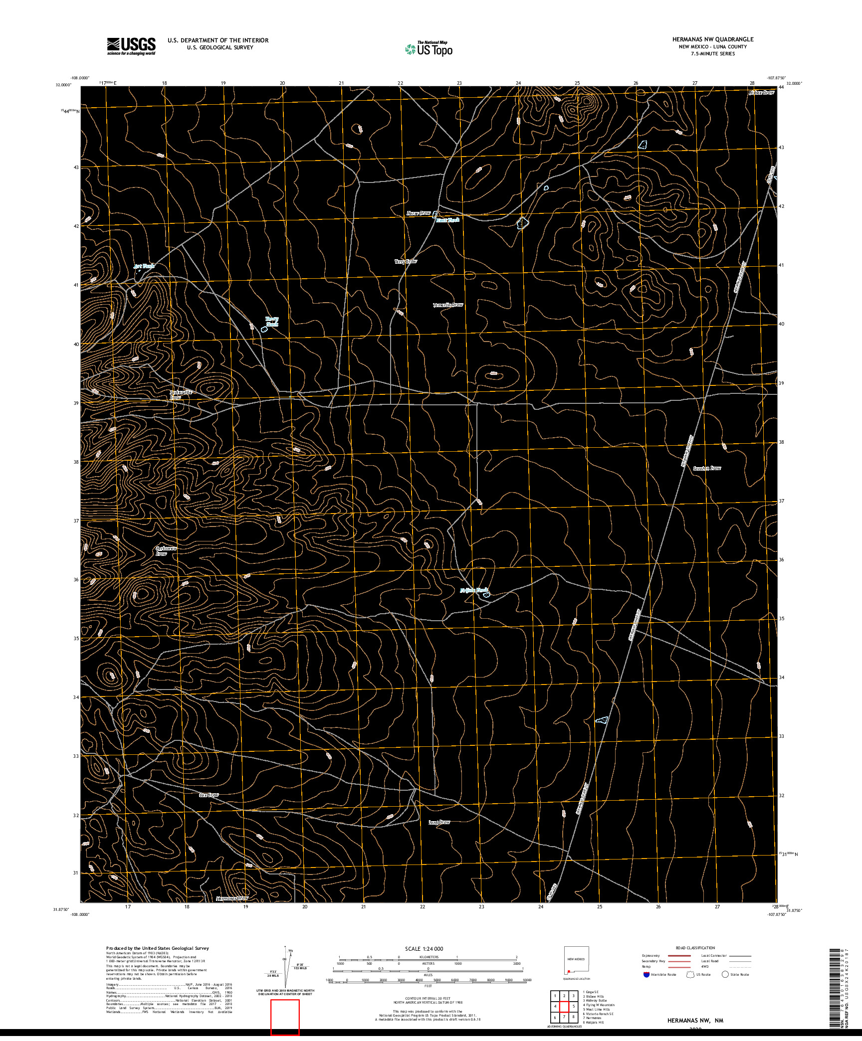 USGS US TOPO 7.5-MINUTE MAP FOR HERMANAS NW, NM 2020