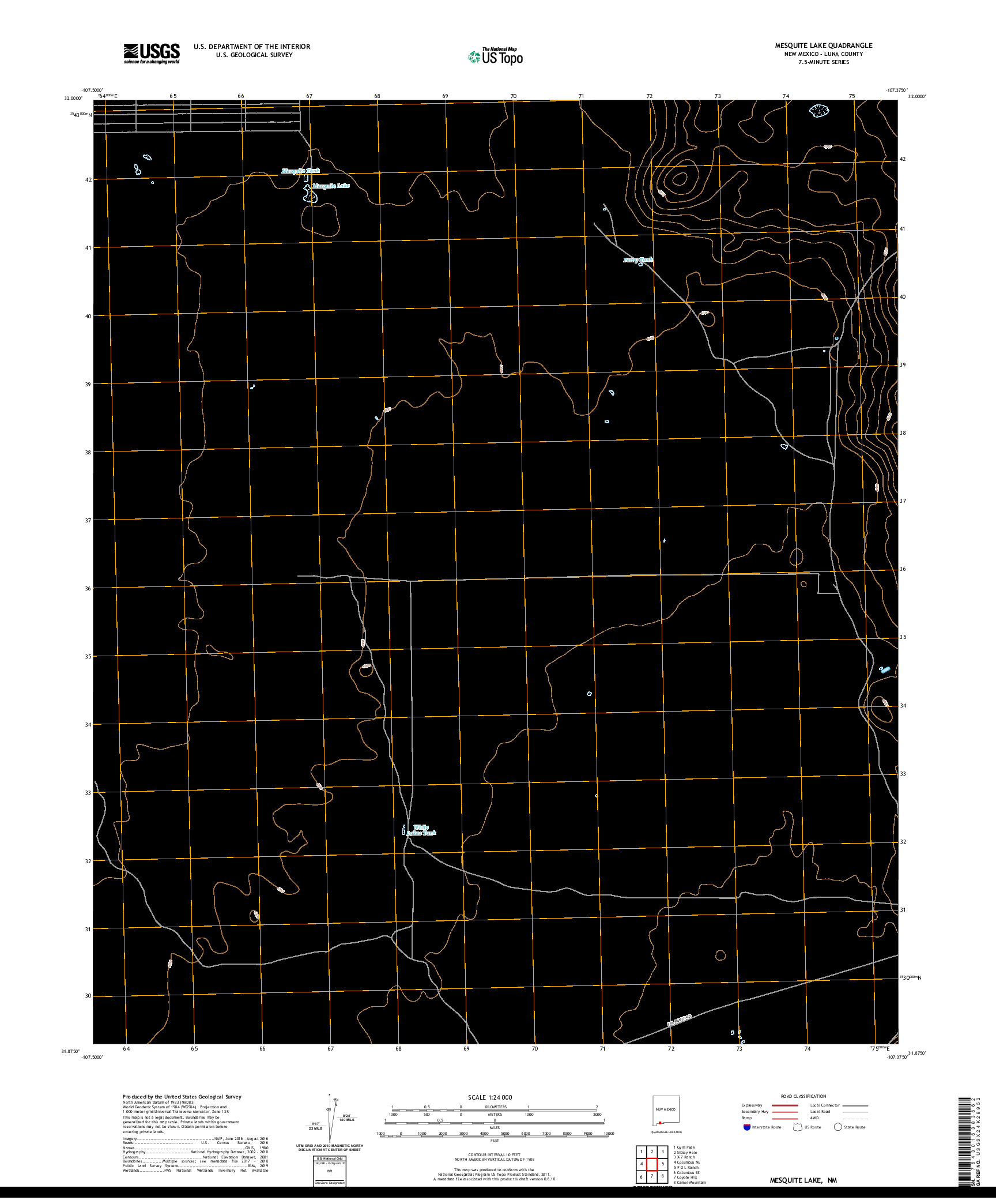 USGS US TOPO 7.5-MINUTE MAP FOR MESQUITE LAKE, NM 2020