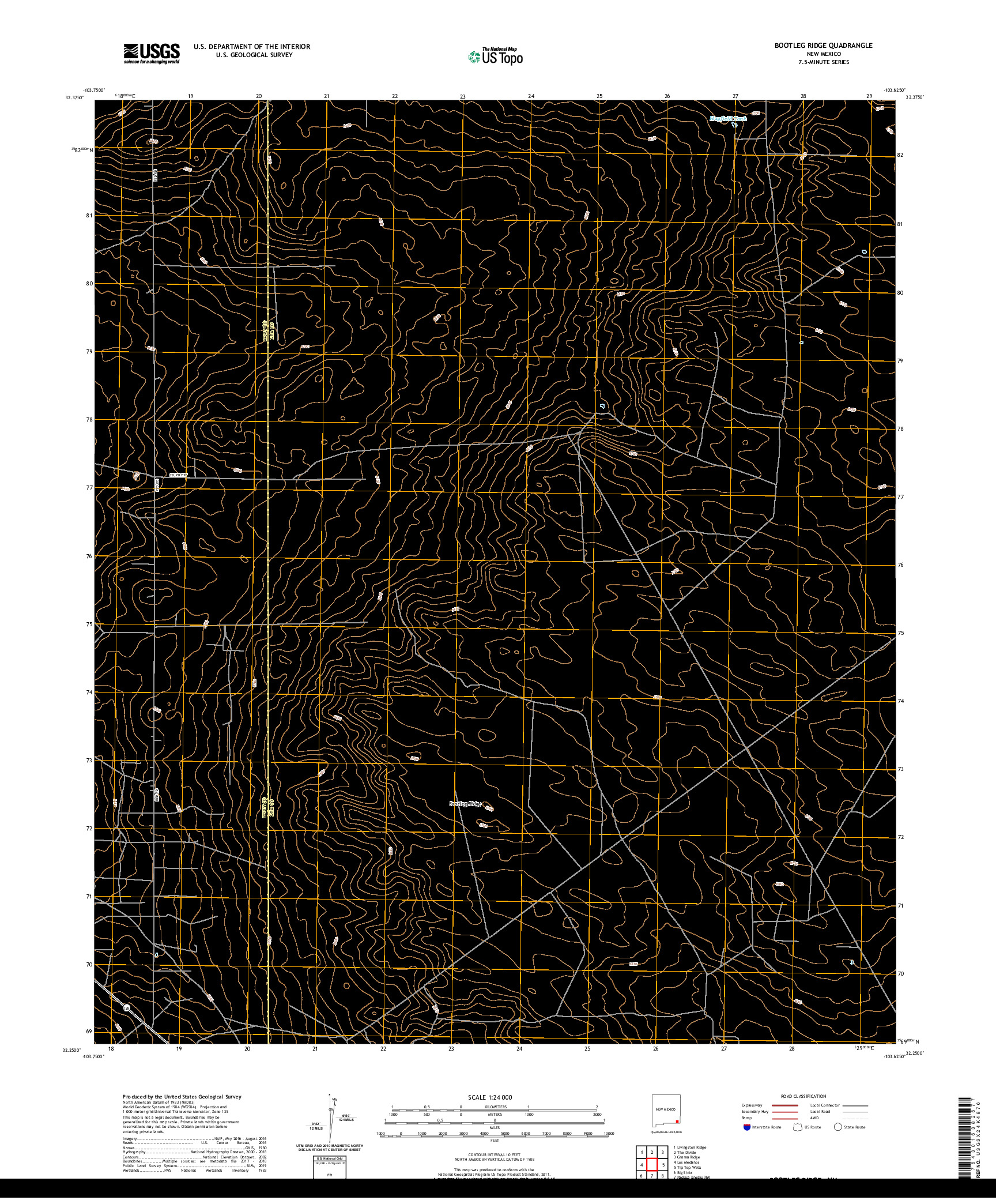USGS US TOPO 7.5-MINUTE MAP FOR BOOTLEG RIDGE, NM 2020