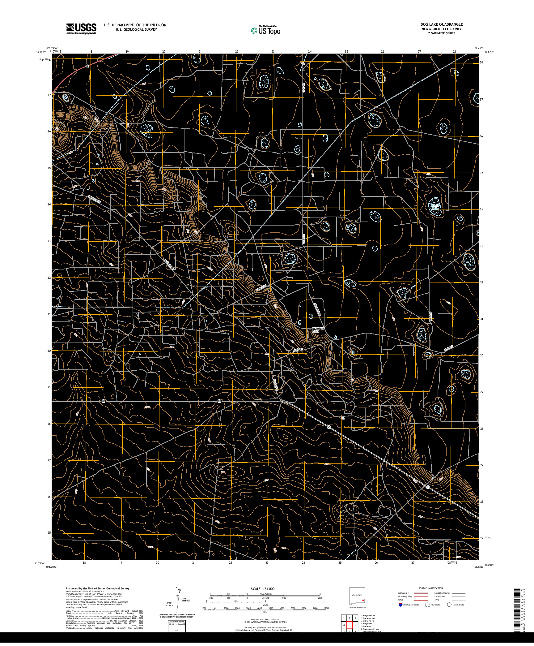USGS US TOPO 7.5-MINUTE MAP FOR DOG LAKE, NM 2020