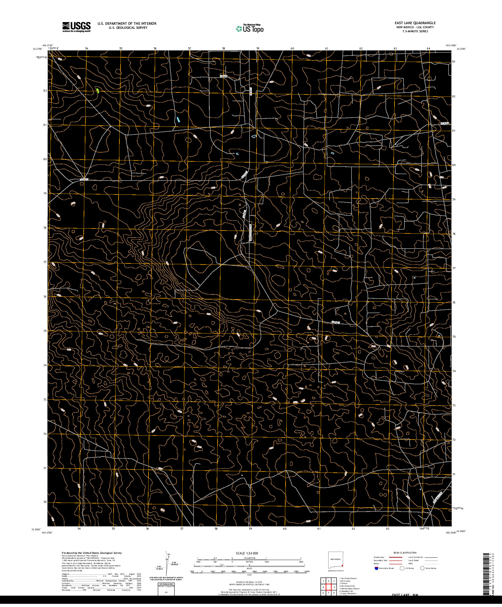 USGS US TOPO 7.5-MINUTE MAP FOR EAST LAKE, NM 2020