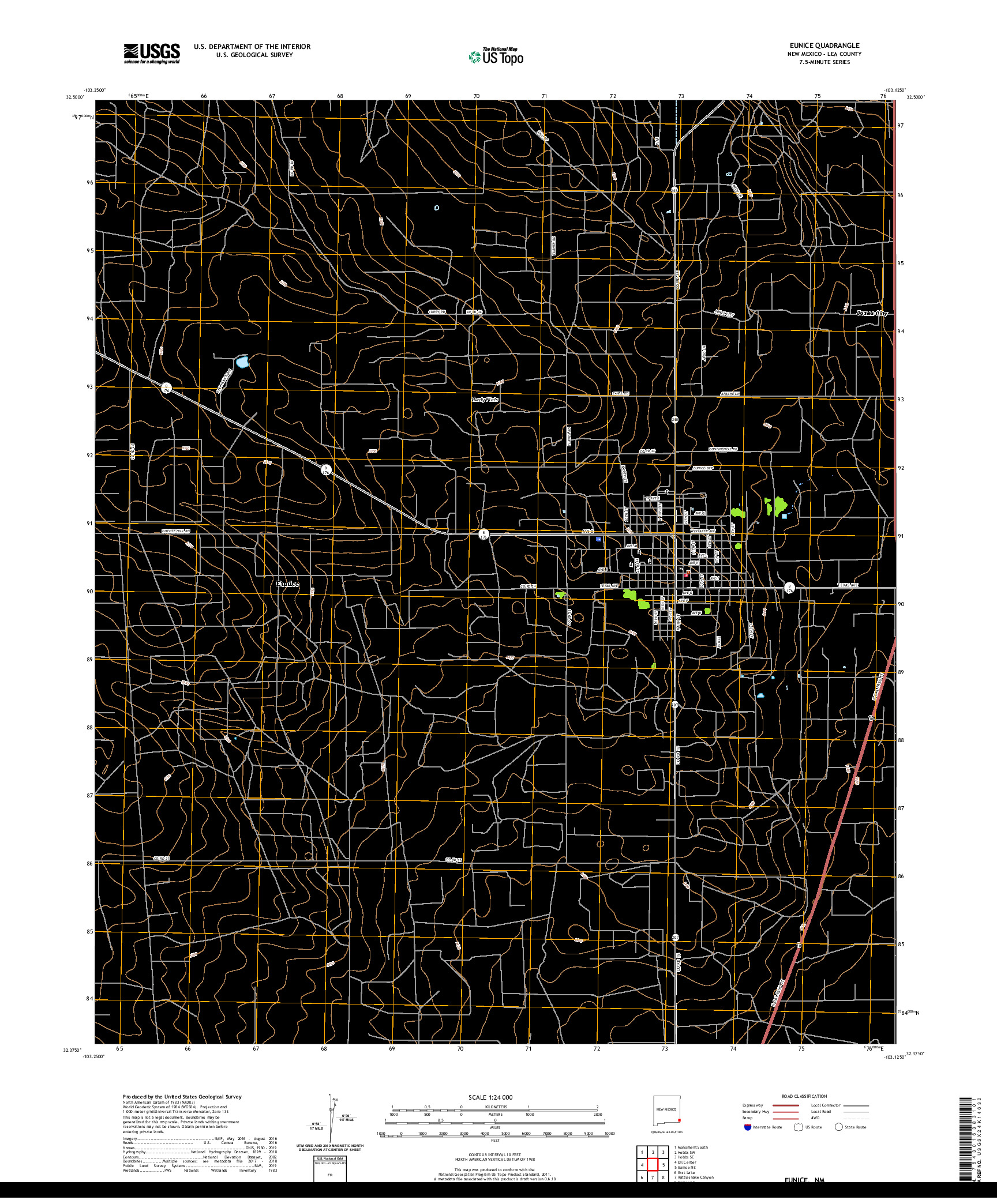 USGS US TOPO 7.5-MINUTE MAP FOR EUNICE, NM 2020