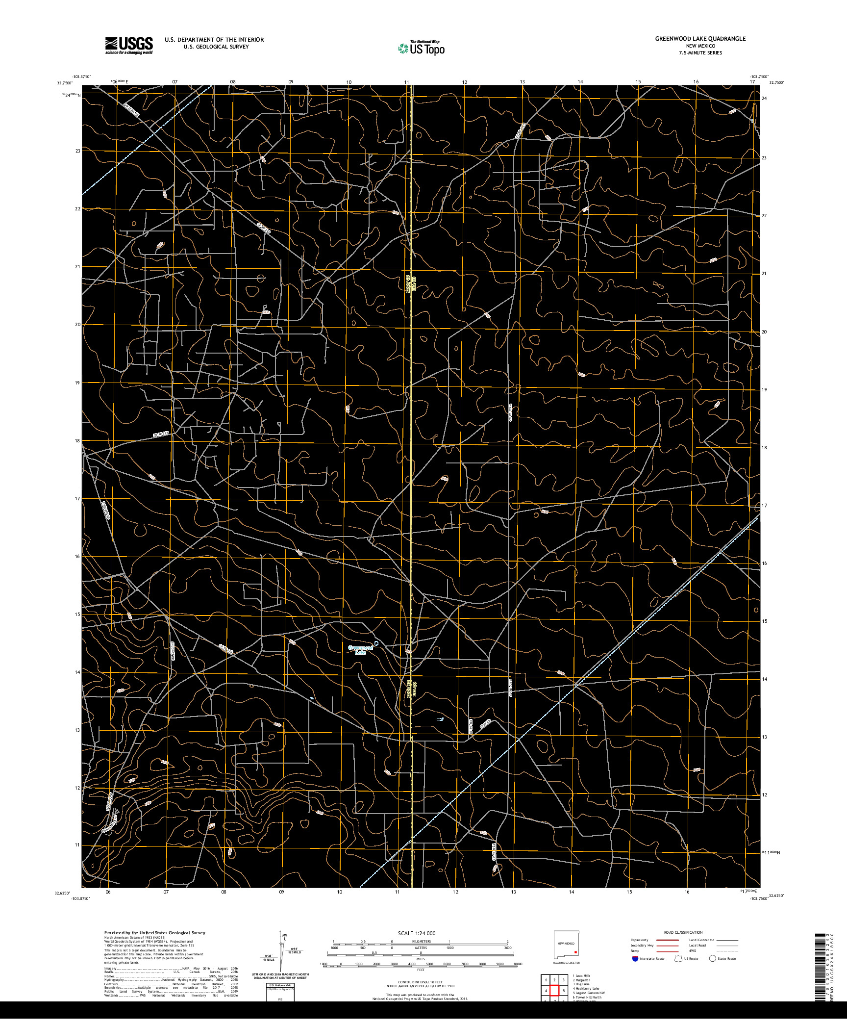 USGS US TOPO 7.5-MINUTE MAP FOR GREENWOOD LAKE, NM 2020