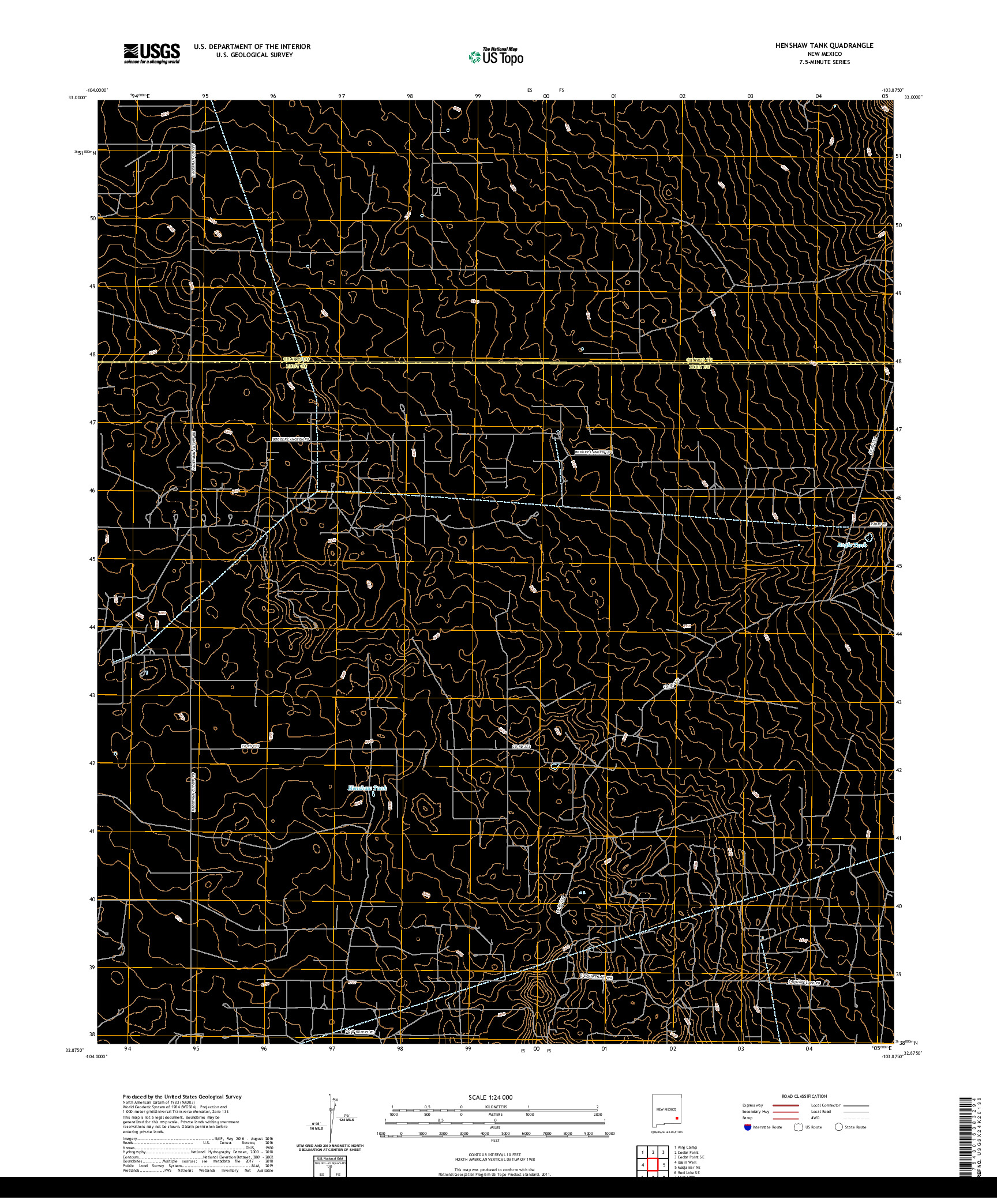 USGS US TOPO 7.5-MINUTE MAP FOR HENSHAW TANK, NM 2020