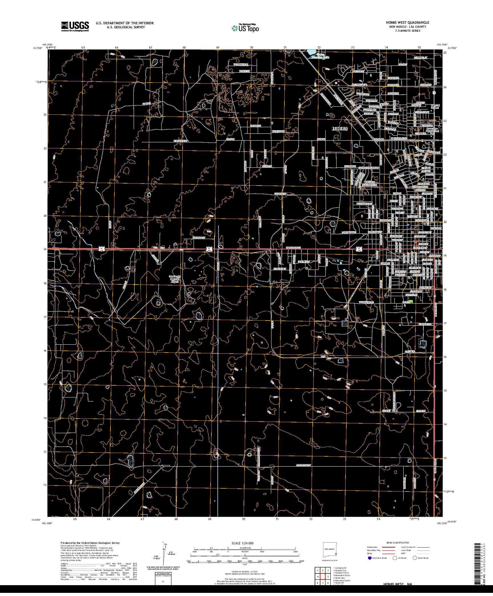 USGS US TOPO 7.5-MINUTE MAP FOR HOBBS WEST, NM 2020