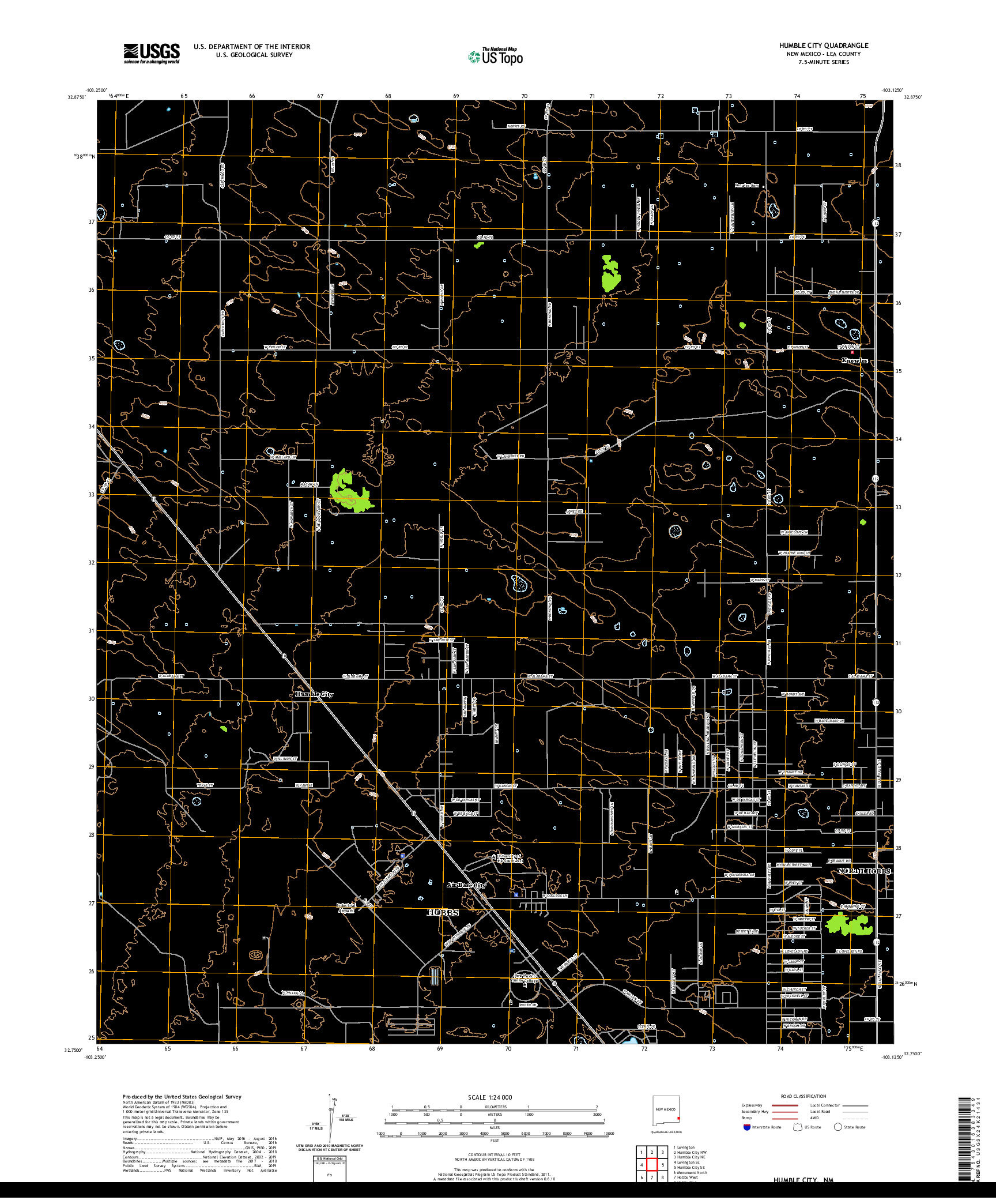 USGS US TOPO 7.5-MINUTE MAP FOR HUMBLE CITY, NM 2020