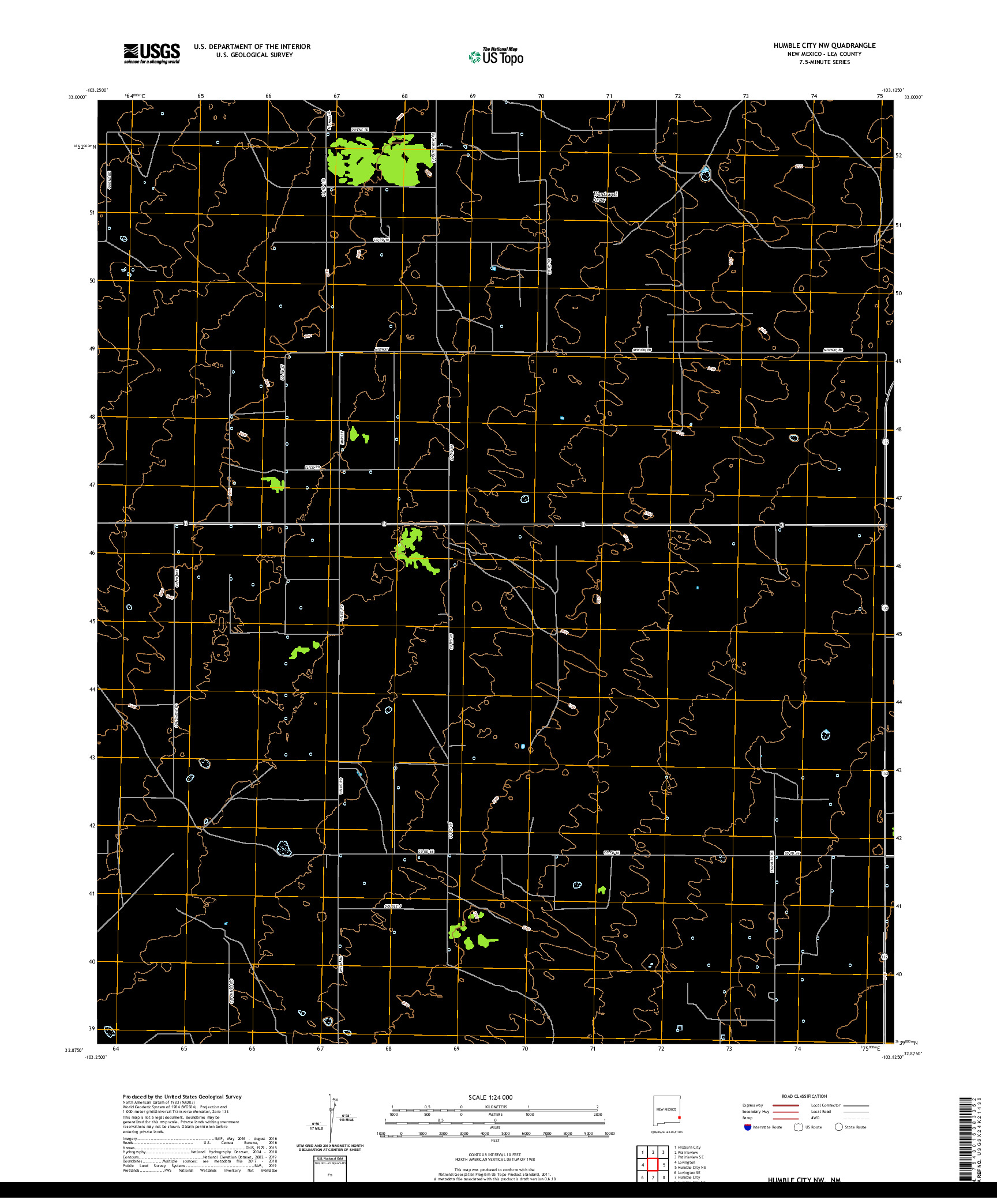 USGS US TOPO 7.5-MINUTE MAP FOR HUMBLE CITY NW, NM 2020