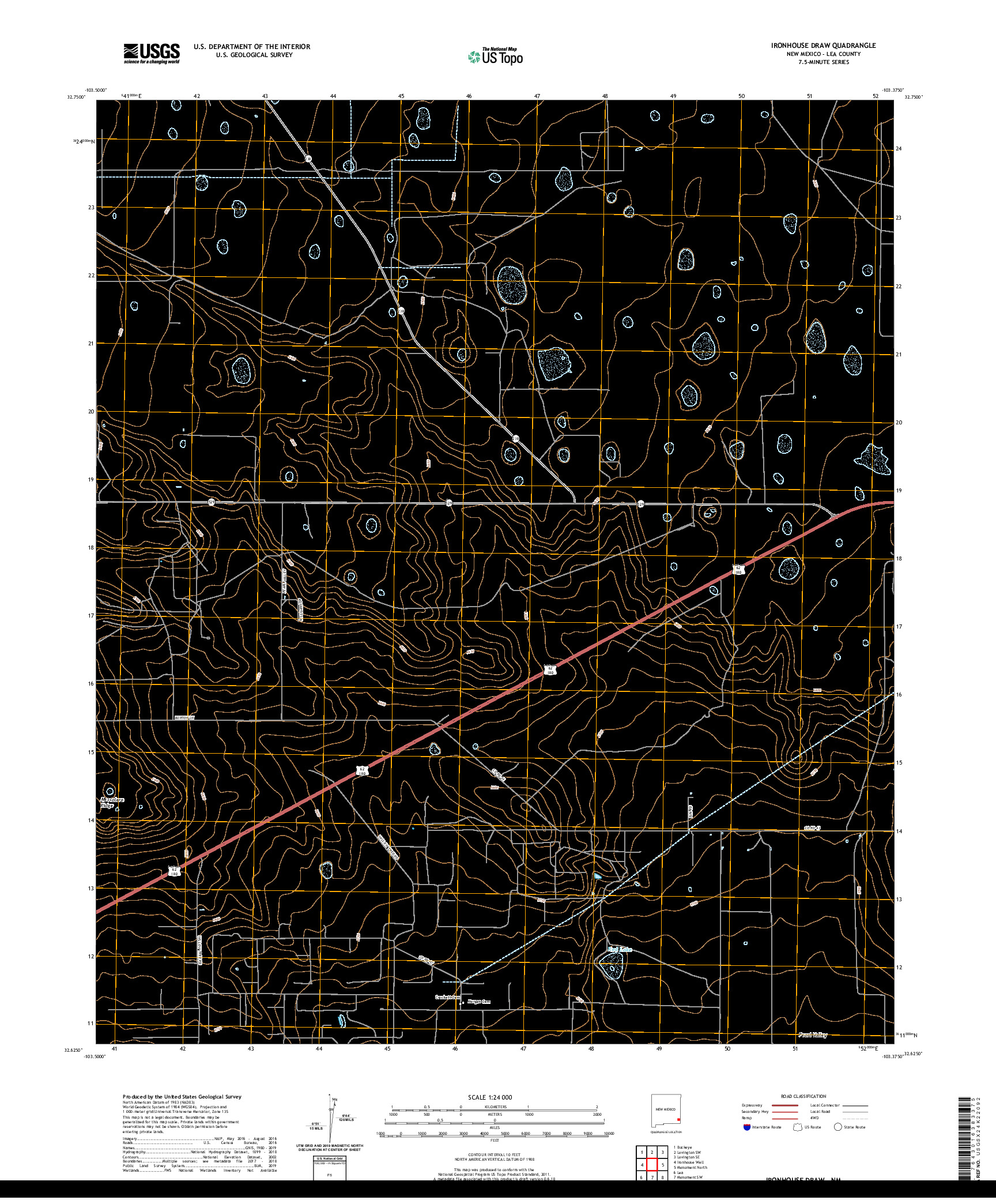 USGS US TOPO 7.5-MINUTE MAP FOR IRONHOUSE DRAW, NM 2020