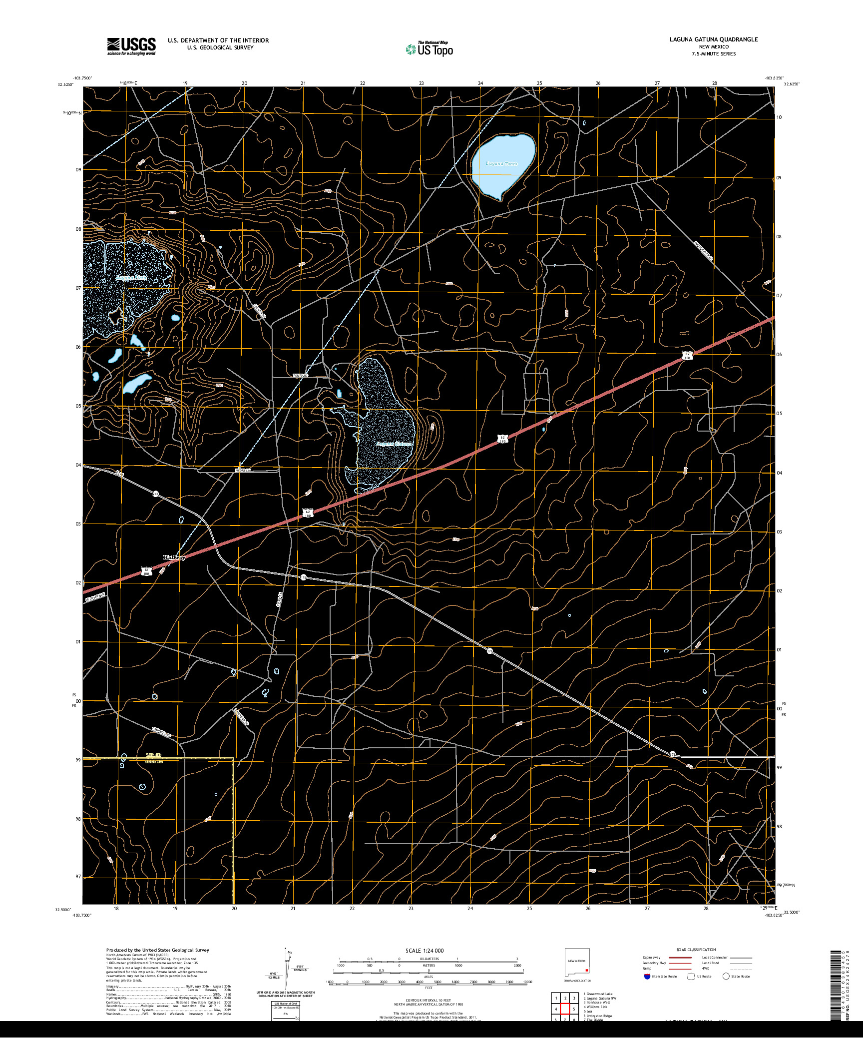 USGS US TOPO 7.5-MINUTE MAP FOR LAGUNA GATUNA, NM 2020