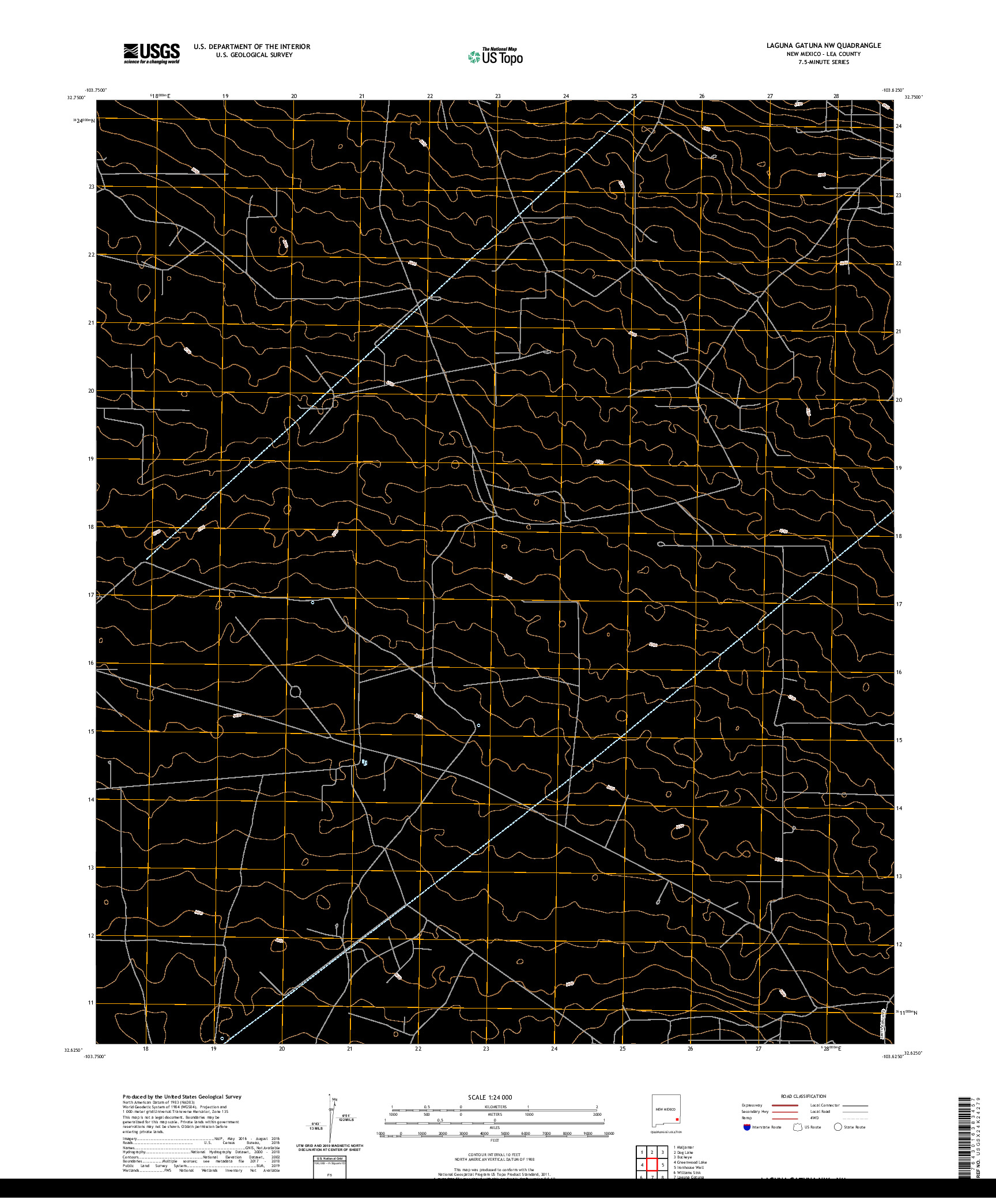 USGS US TOPO 7.5-MINUTE MAP FOR LAGUNA GATUNA NW, NM 2020