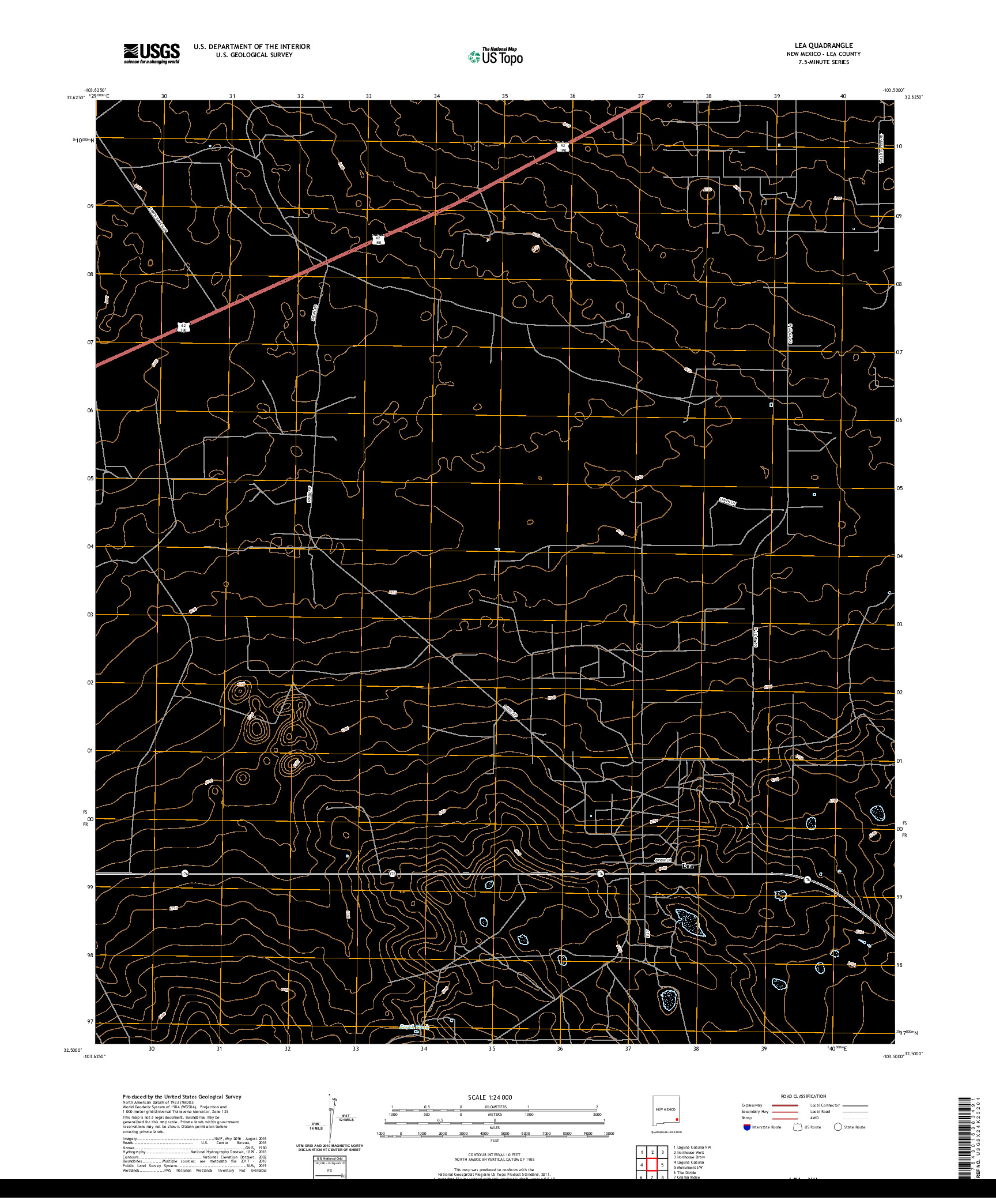 USGS US TOPO 7.5-MINUTE MAP FOR LEA, NM 2020