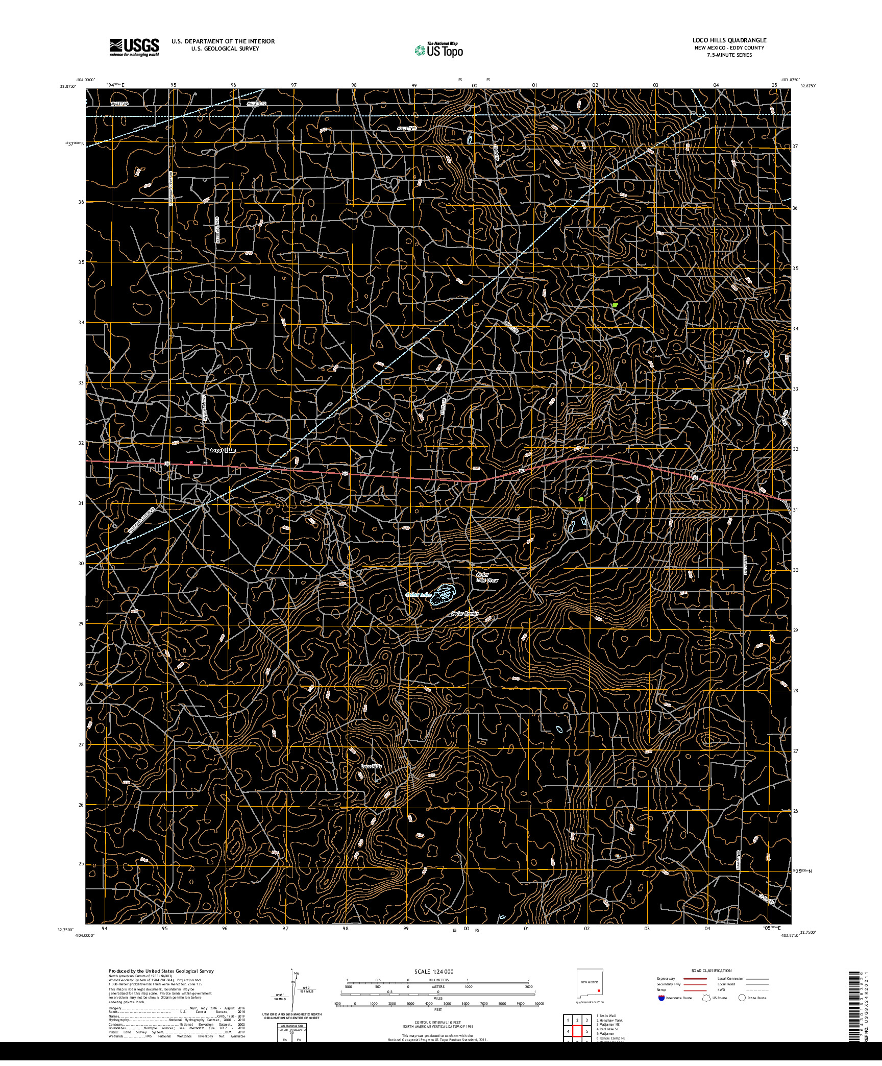 USGS US TOPO 7.5-MINUTE MAP FOR LOCO HILLS, NM 2020