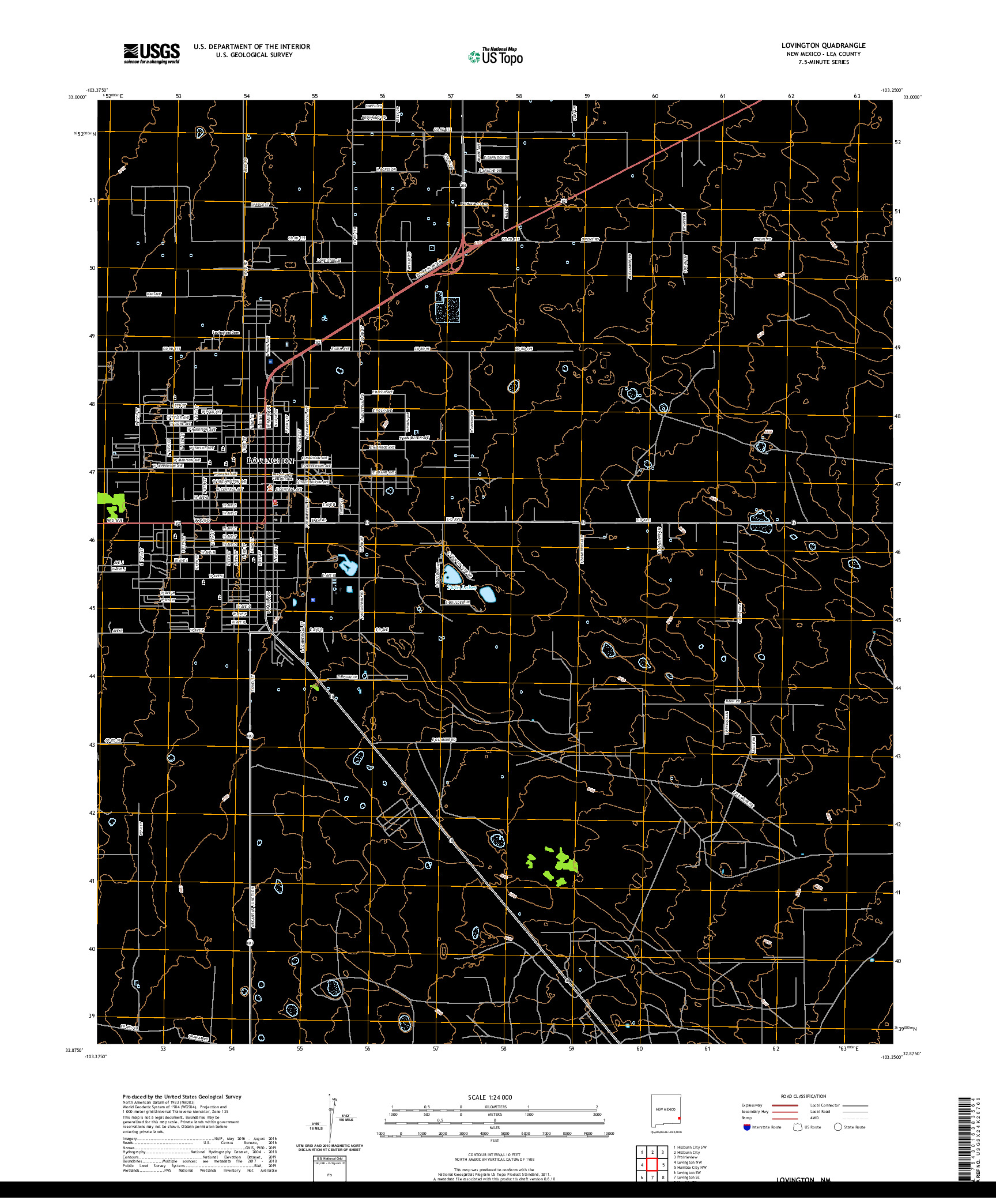 USGS US TOPO 7.5-MINUTE MAP FOR LOVINGTON, NM 2020