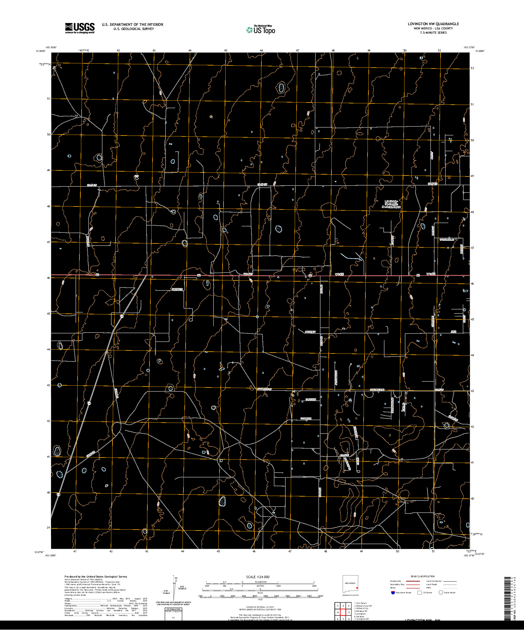 USGS US TOPO 7.5-MINUTE MAP FOR LOVINGTON NW, NM 2020