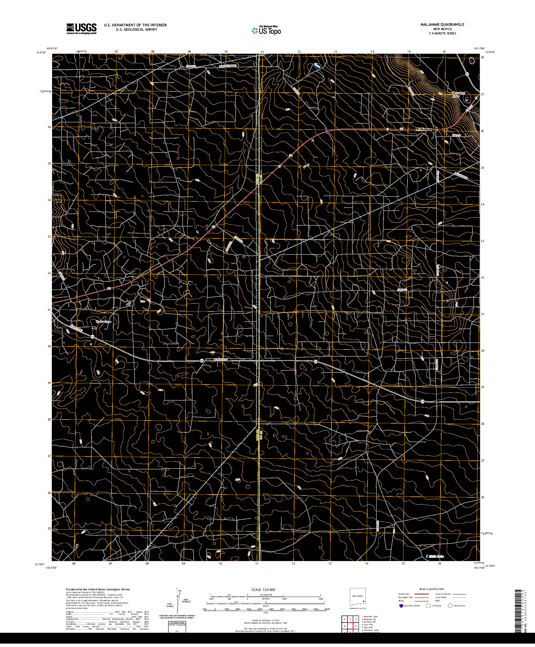 USGS US TOPO 7.5-MINUTE MAP FOR MALJAMAR, NM 2020