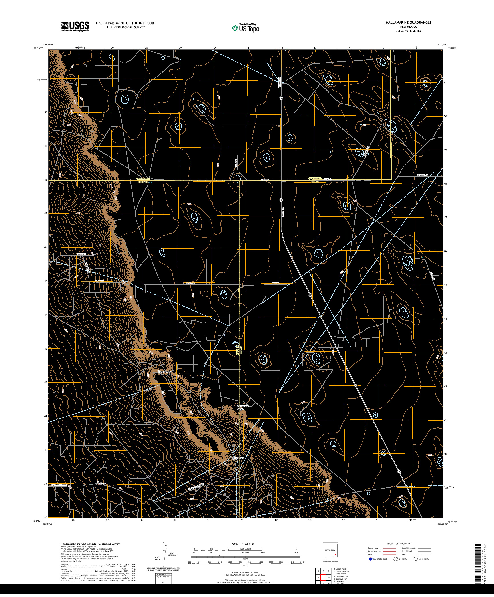 USGS US TOPO 7.5-MINUTE MAP FOR MALJAMAR NE, NM 2020
