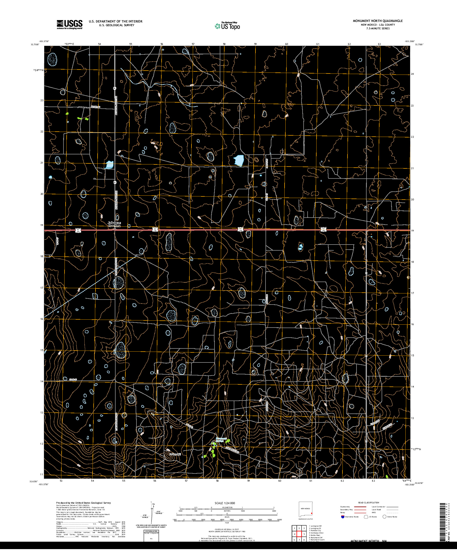 USGS US TOPO 7.5-MINUTE MAP FOR MONUMENT NORTH, NM 2020