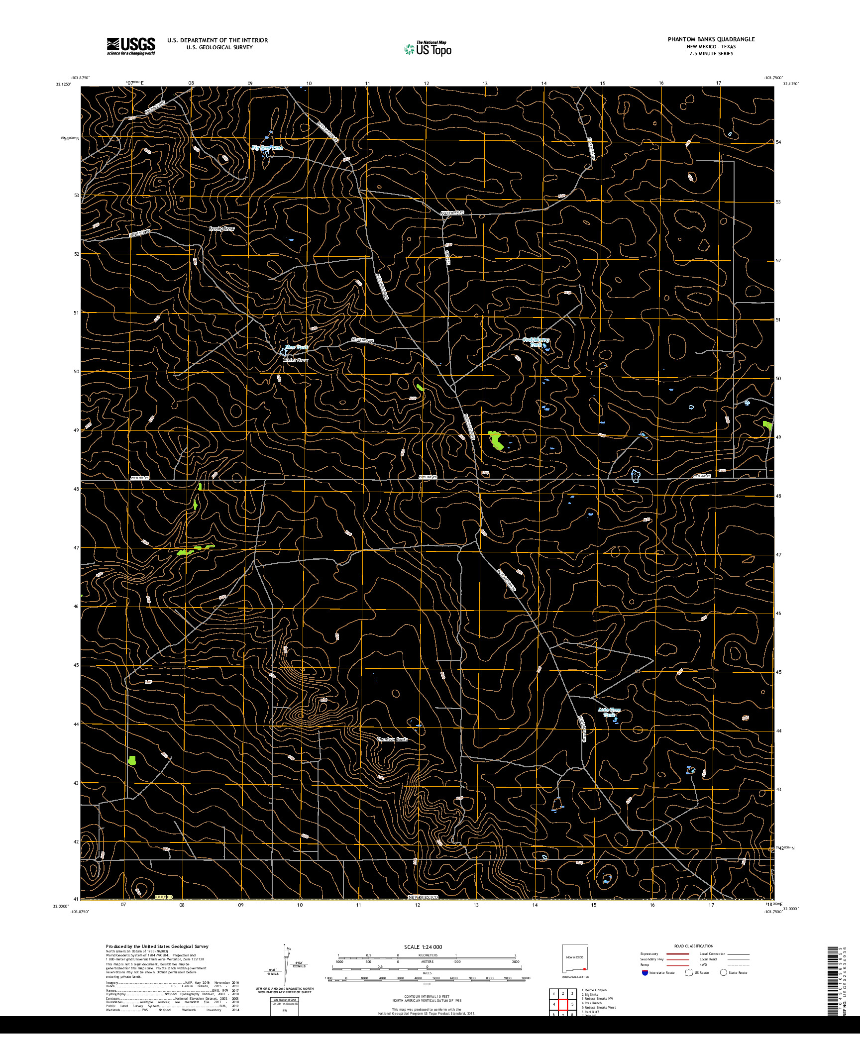 USGS US TOPO 7.5-MINUTE MAP FOR PHANTOM BANKS, NM,TX 2020