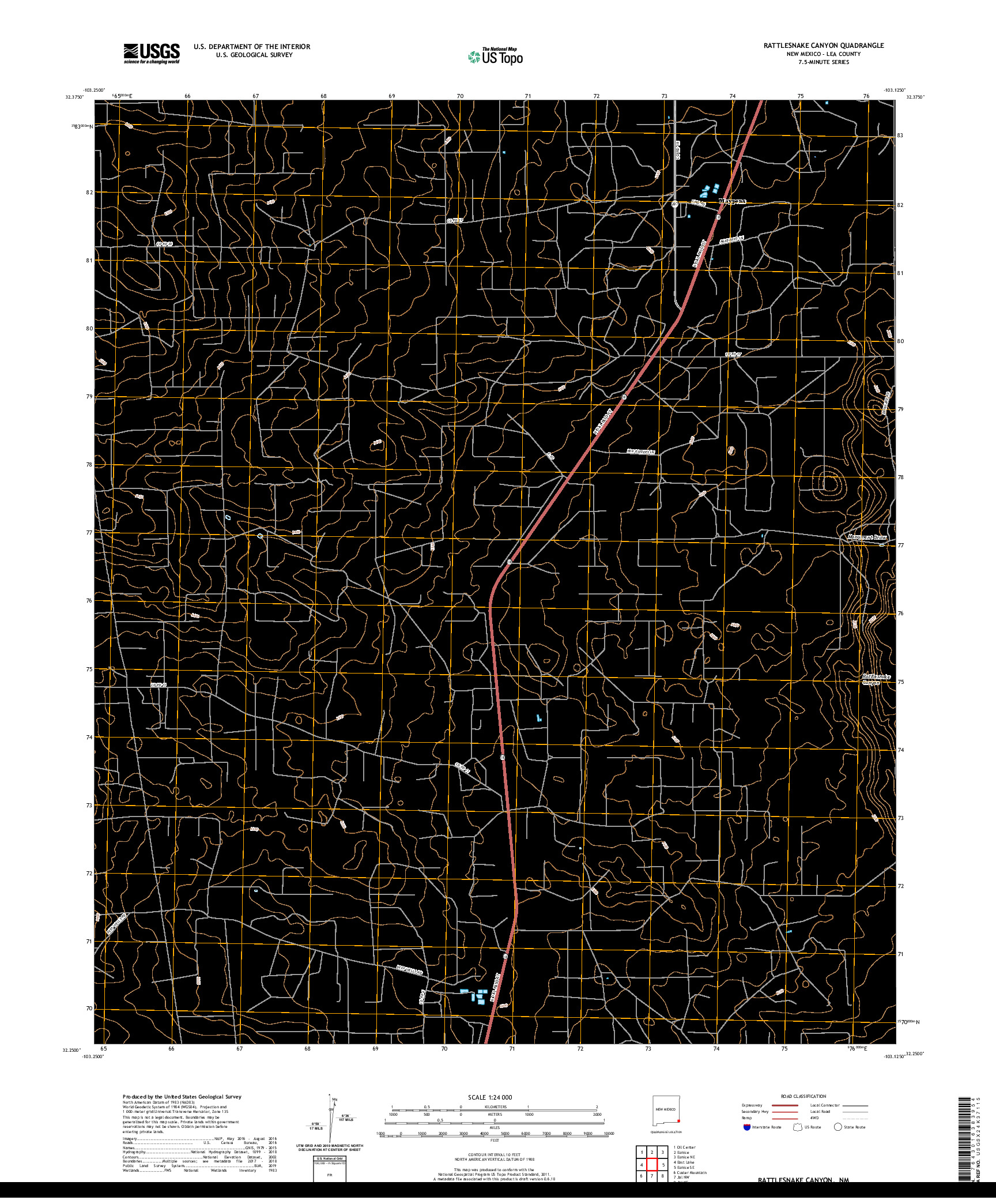 USGS US TOPO 7.5-MINUTE MAP FOR RATTLESNAKE CANYON, NM 2020