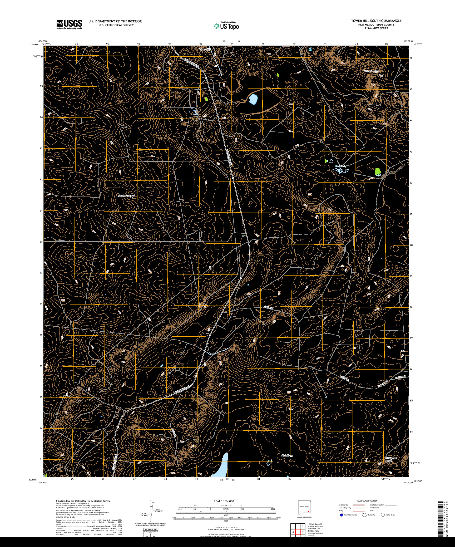 USGS US TOPO 7.5-MINUTE MAP FOR TOWER HILL SOUTH, NM 2020