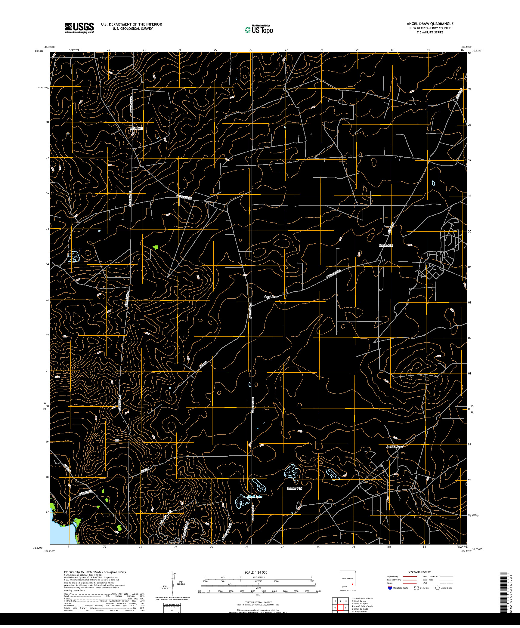 USGS US TOPO 7.5-MINUTE MAP FOR ANGEL DRAW, NM 2020