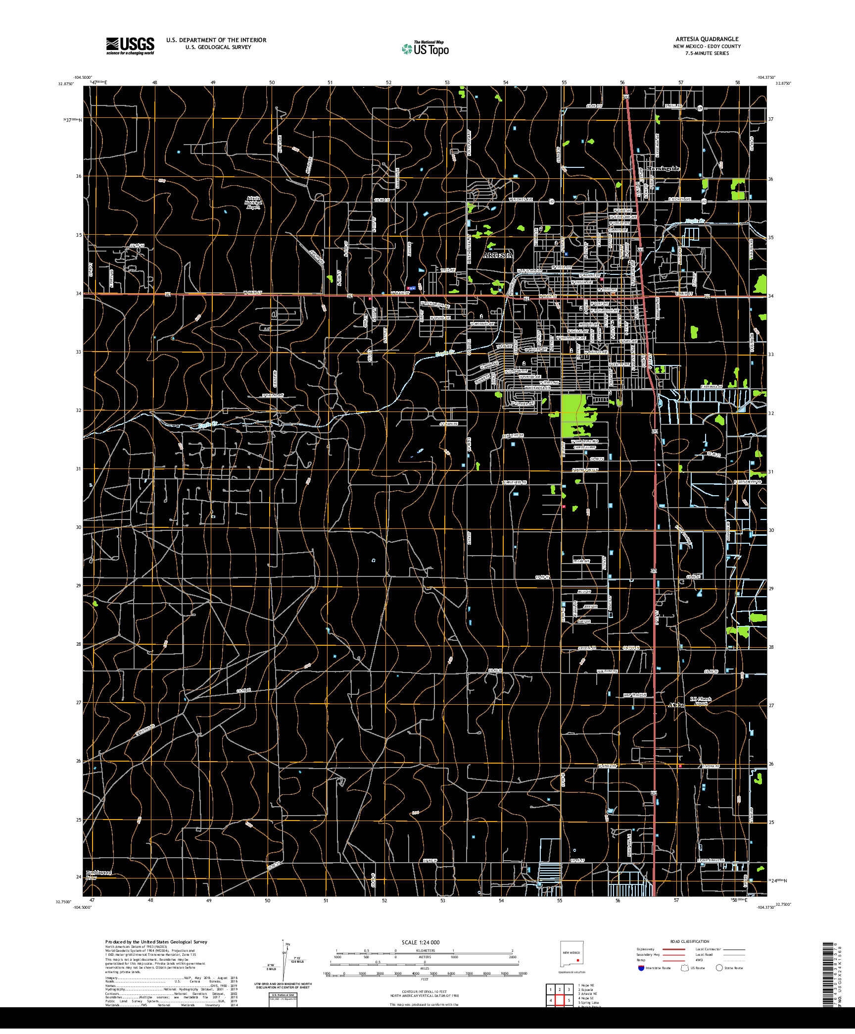 USGS US TOPO 7.5-MINUTE MAP FOR ARTESIA, NM 2020