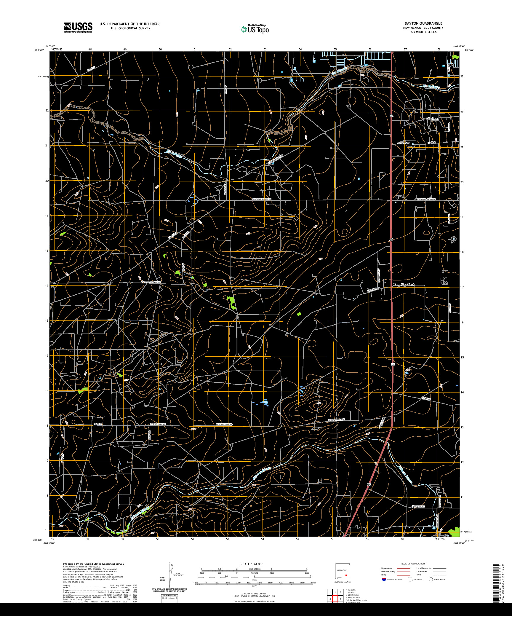 USGS US TOPO 7.5-MINUTE MAP FOR DAYTON, NM 2020