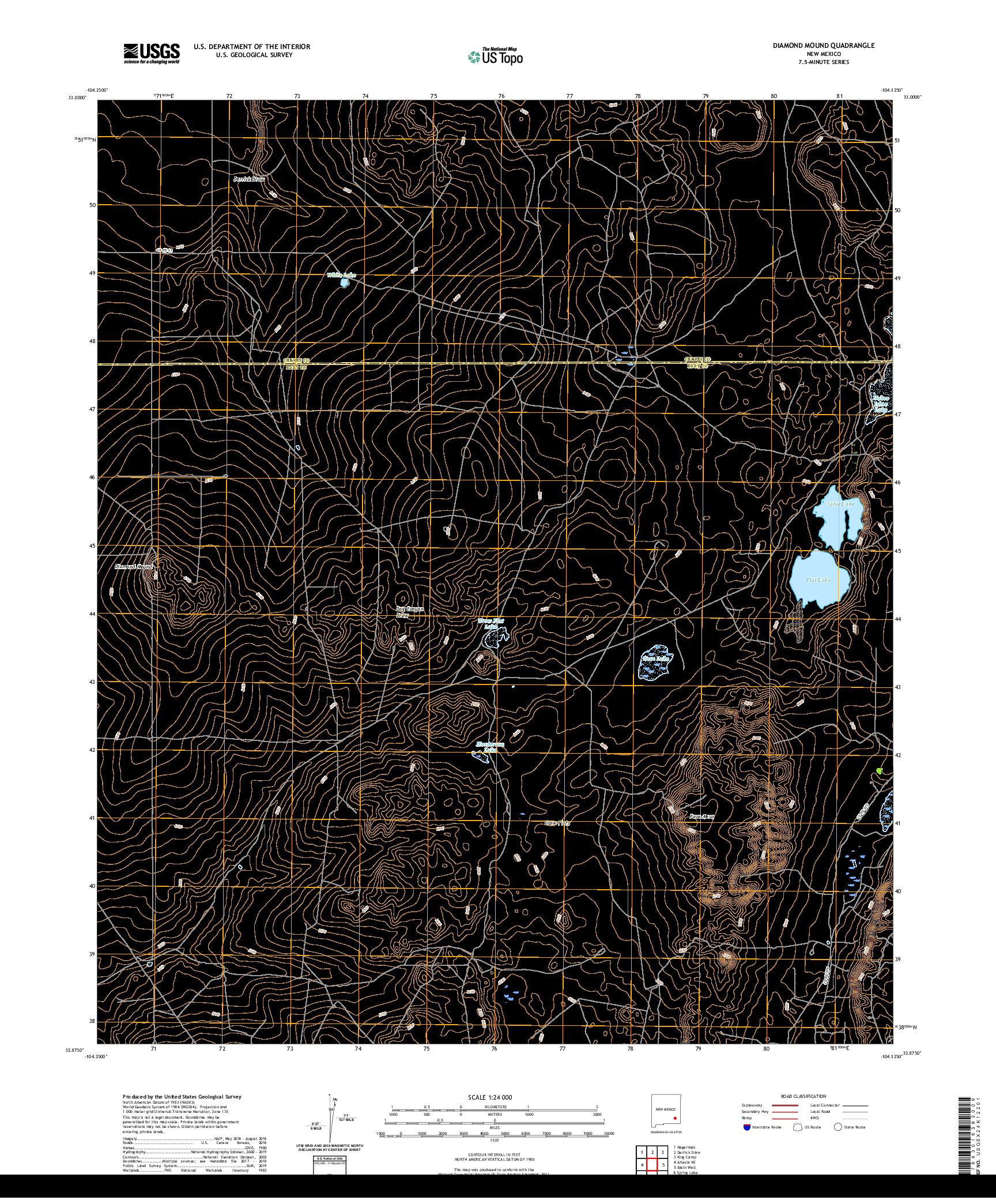 USGS US TOPO 7.5-MINUTE MAP FOR DIAMOND MOUND, NM 2020