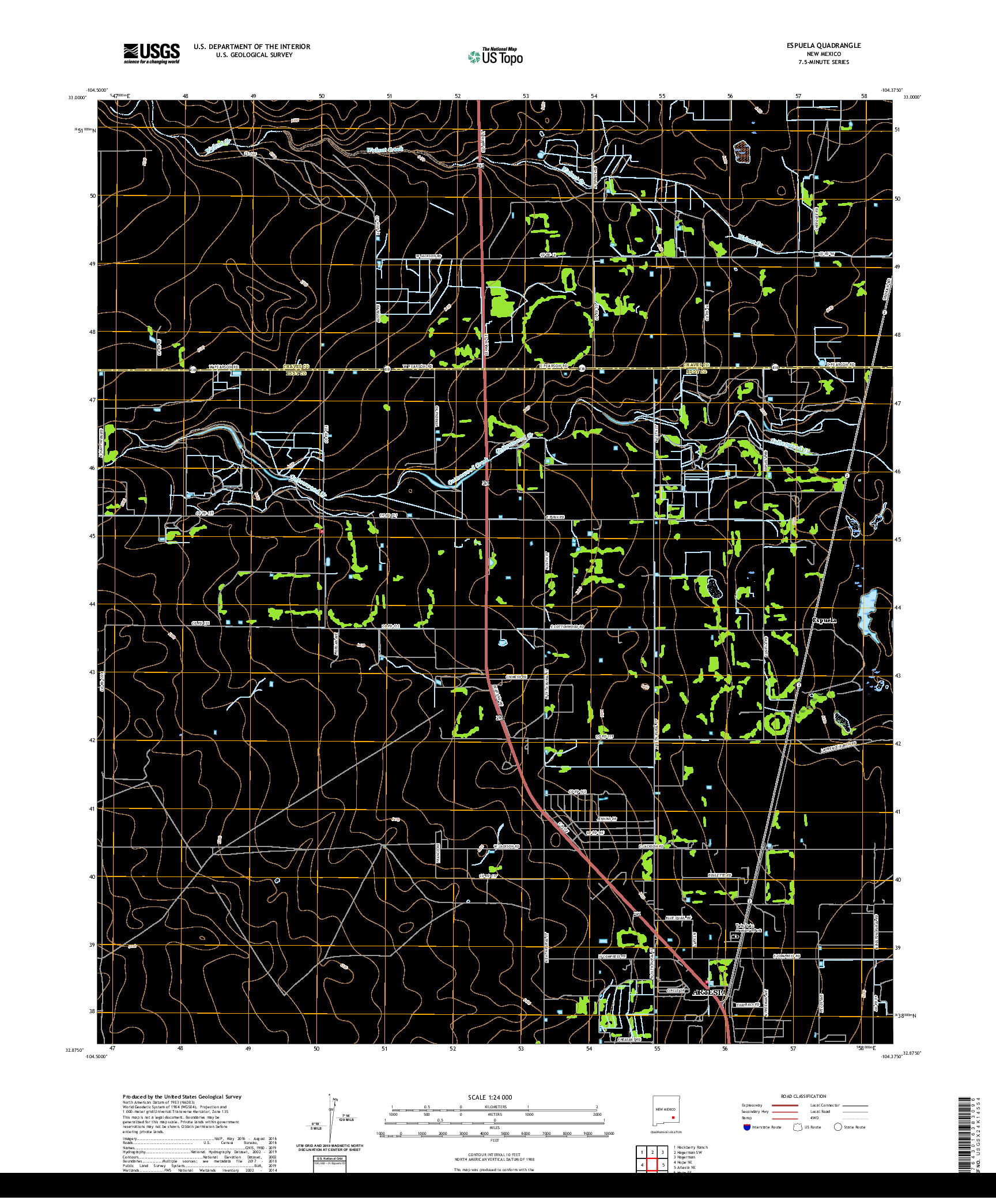 USGS US TOPO 7.5-MINUTE MAP FOR ESPUELA, NM 2020