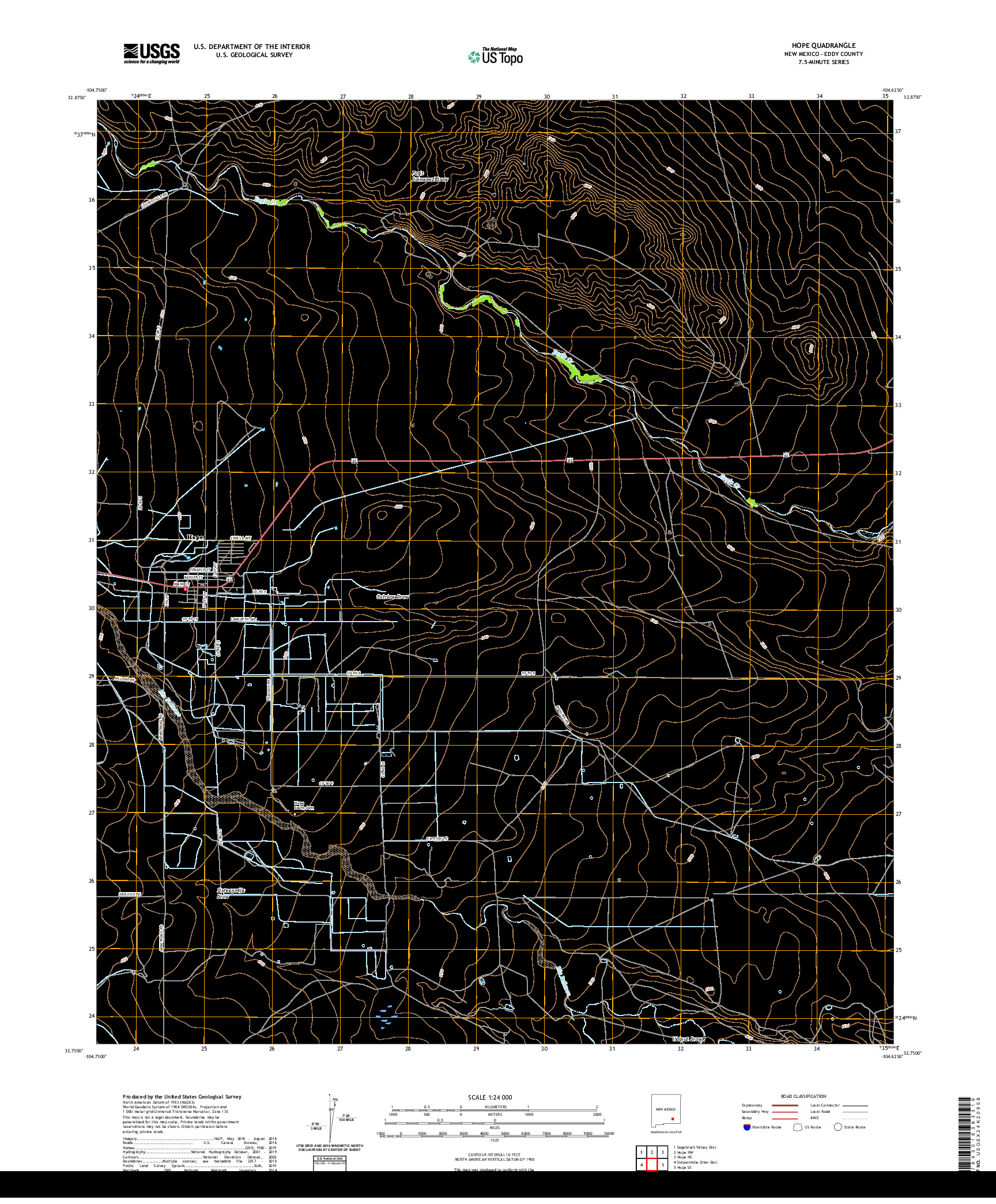 USGS US TOPO 7.5-MINUTE MAP FOR HOPE, NM 2020