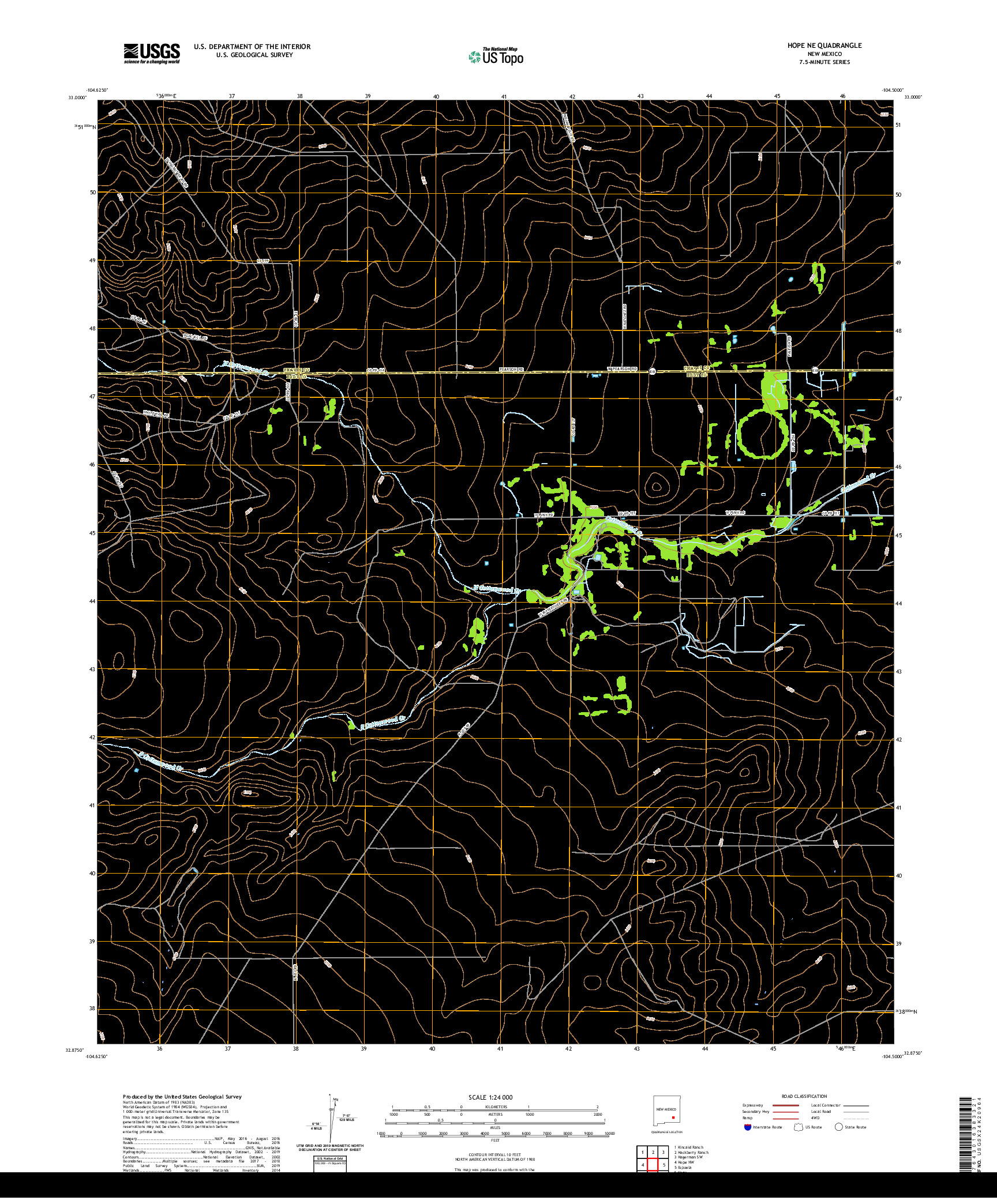 USGS US TOPO 7.5-MINUTE MAP FOR HOPE NE, NM 2020
