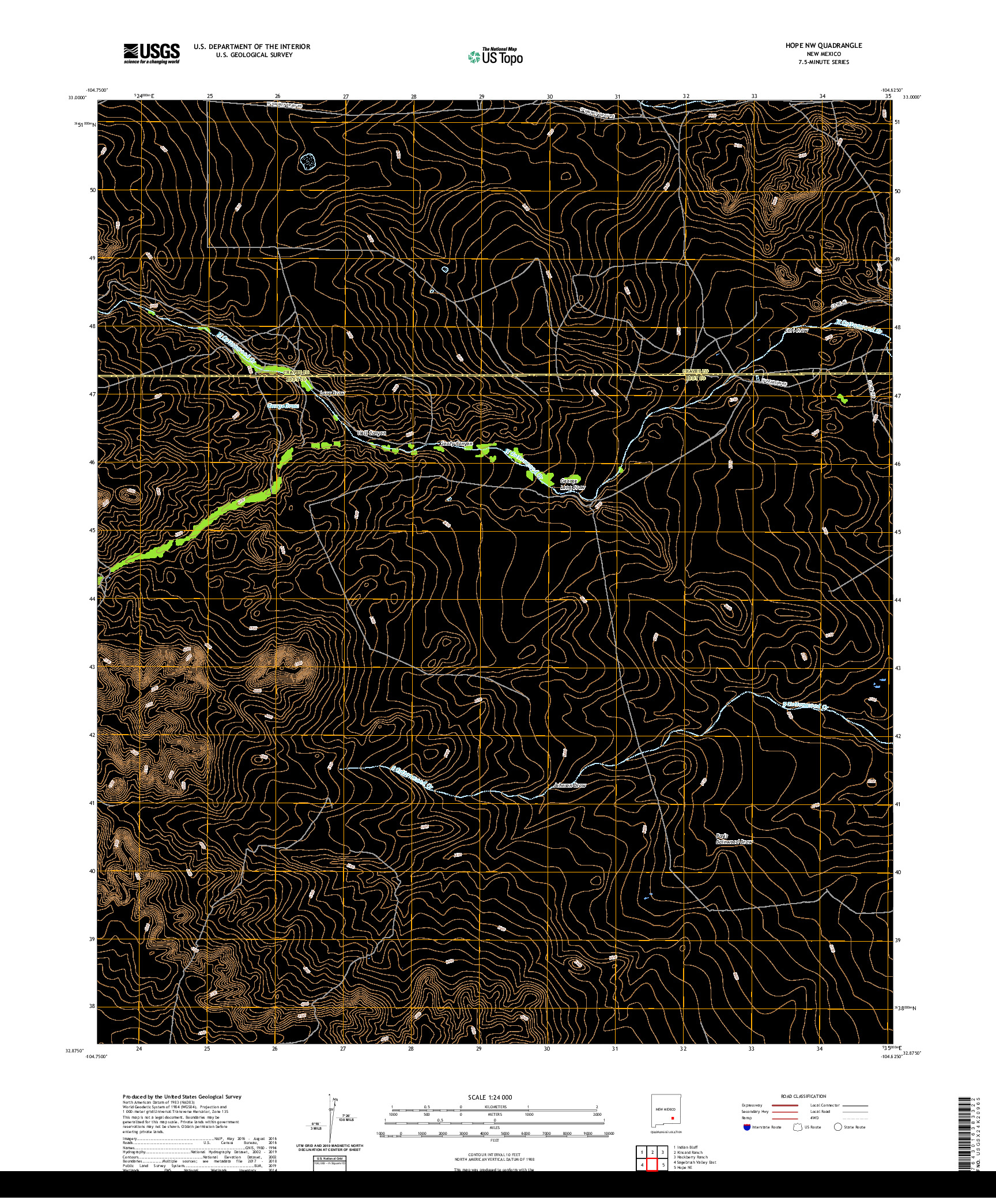 USGS US TOPO 7.5-MINUTE MAP FOR HOPE NW, NM 2020