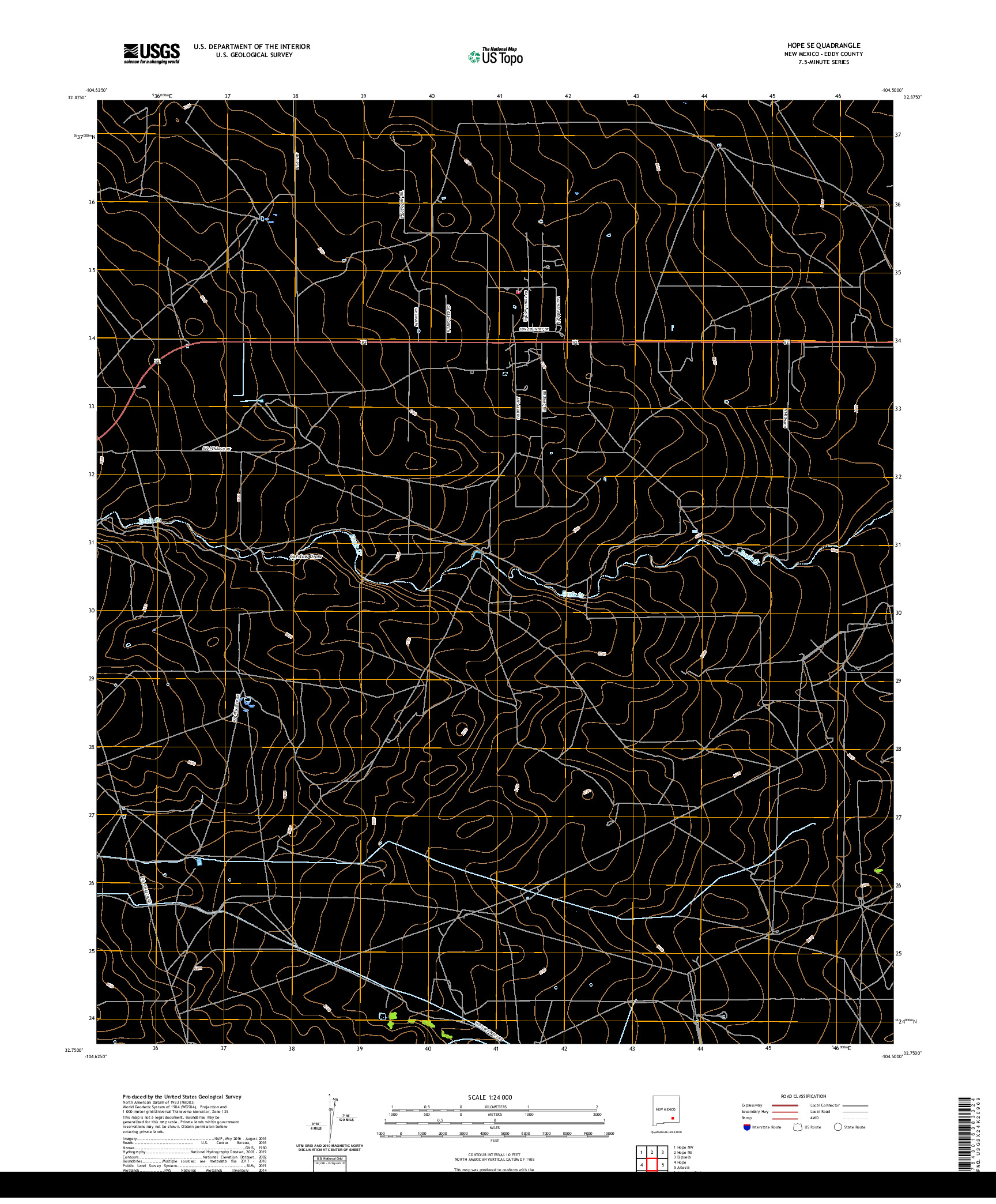 USGS US TOPO 7.5-MINUTE MAP FOR HOPE SE, NM 2020