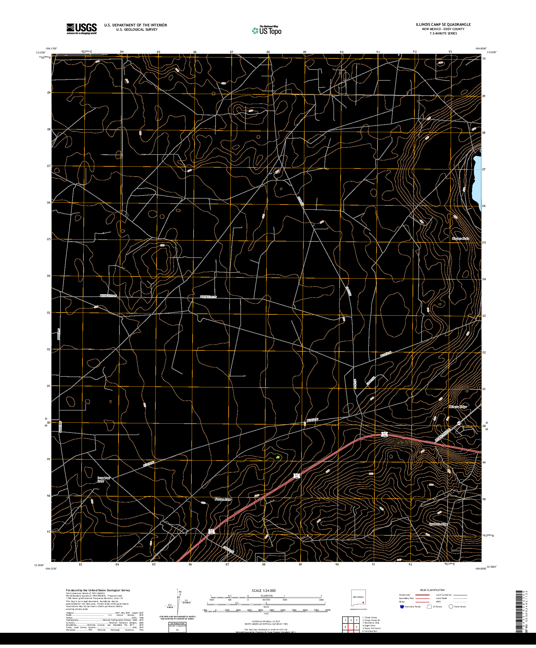 USGS US TOPO 7.5-MINUTE MAP FOR ILLINOIS CAMP SE, NM 2020